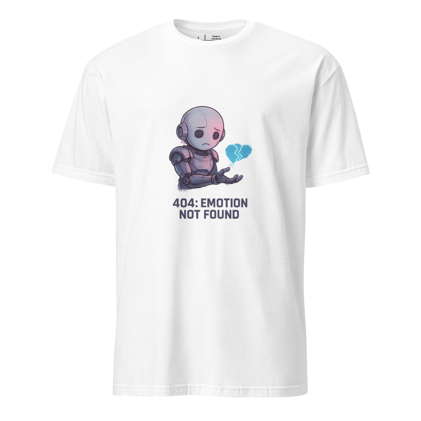 404: Emotion Not Found – Glitch Heart Robot  - Short-Sleeve Unisex T-Shirt - Graphic Tee - White - Front