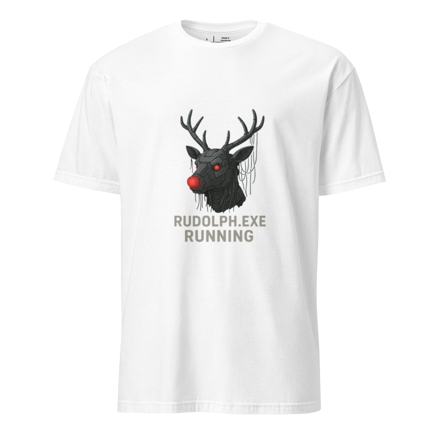 Rudolph.exe - Robotic Reindeer - Short-Sleeve Unisex T-Shirt - Graphic Tee - White - Front