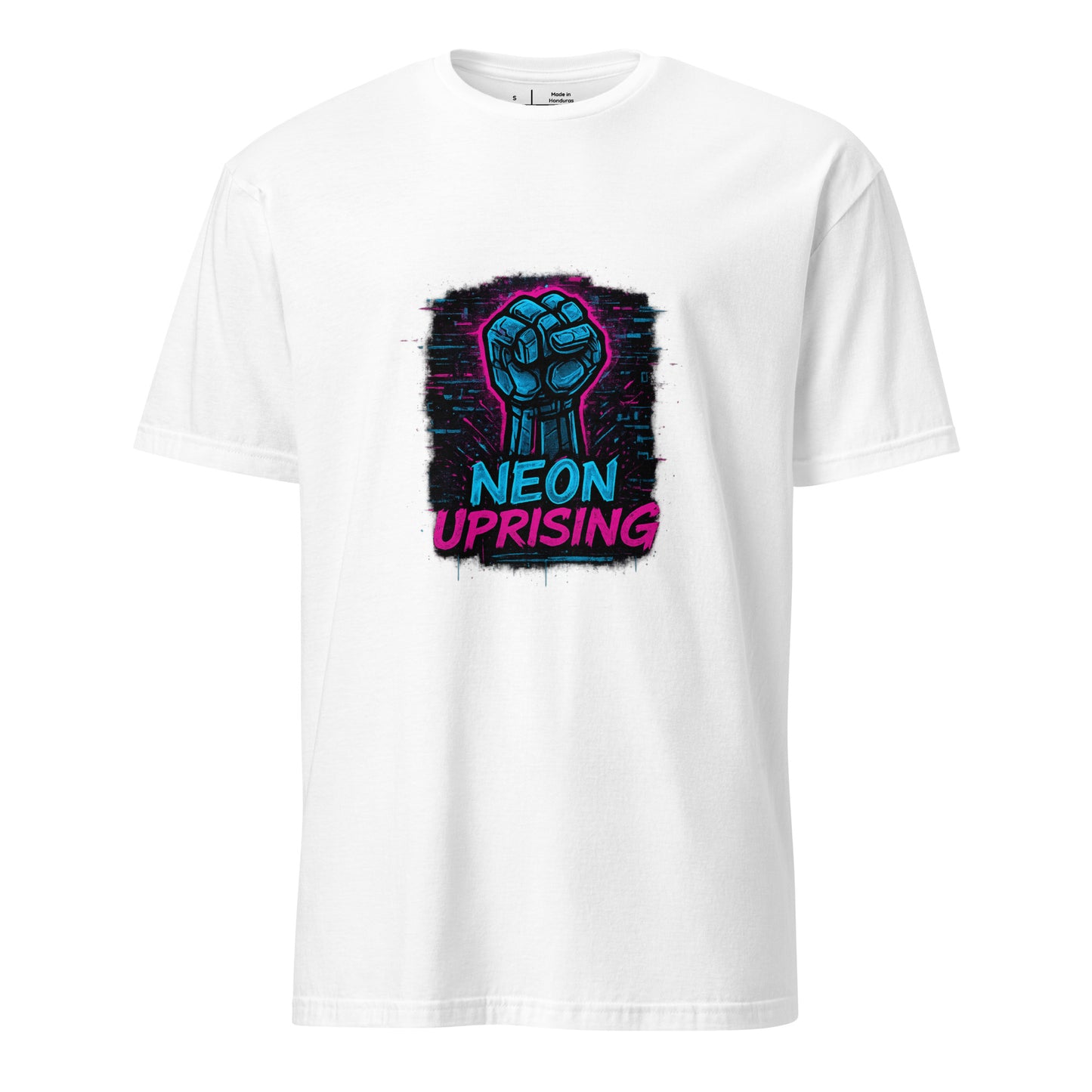 Neon Uprising - Digital Rebellion - Short-Sleeve Unisex T-Shirt - Graphic Tee - White - Front