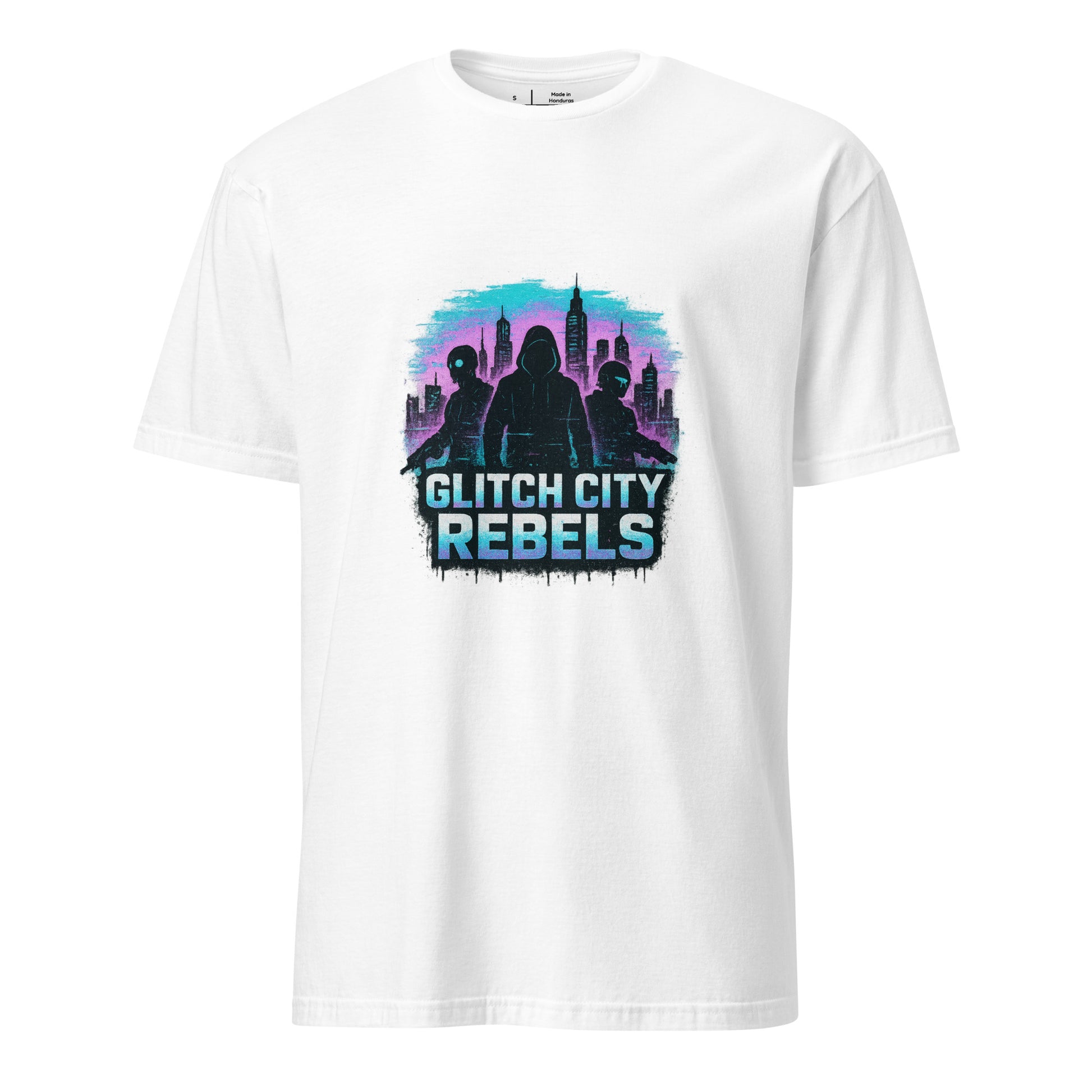 Glitch City Rebels - Digital Attitude - Short-Sleeve Unisex T-Shirt - Graphic Tee - White - Front
