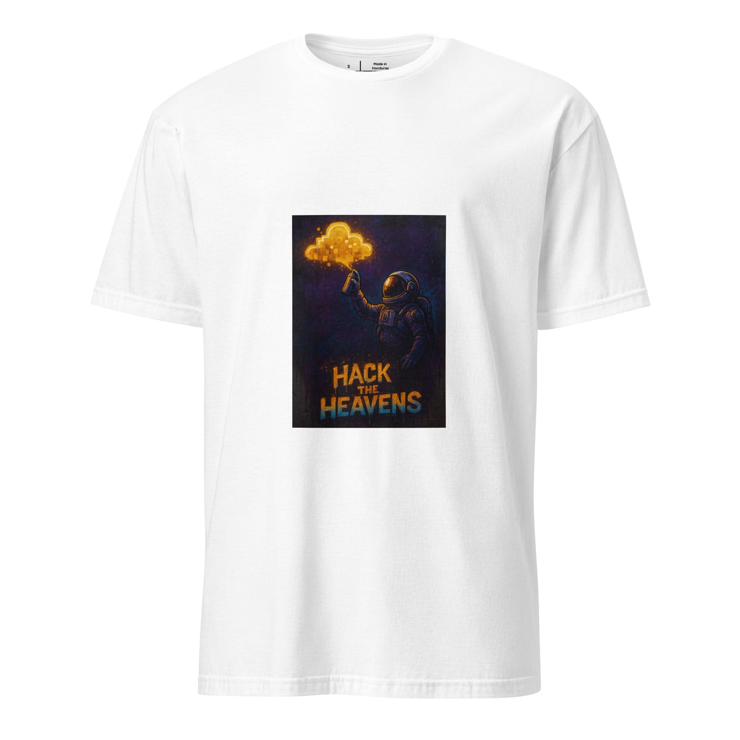Hack the Heavens - Cosmic Tag - Short-Sleeve Unisex T-Shirt - Graphic Tee - White - Front