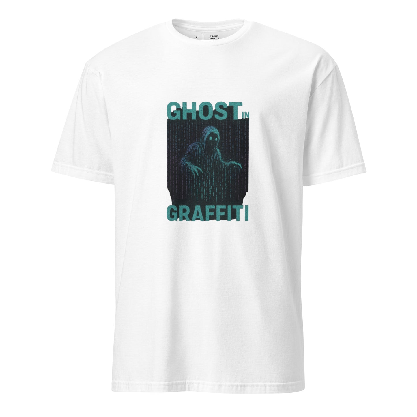 Ghost in the Graffiti - Glitch Apparition - Short-Sleeve Unisex T-Shirt - Graphic Tee - White - Front