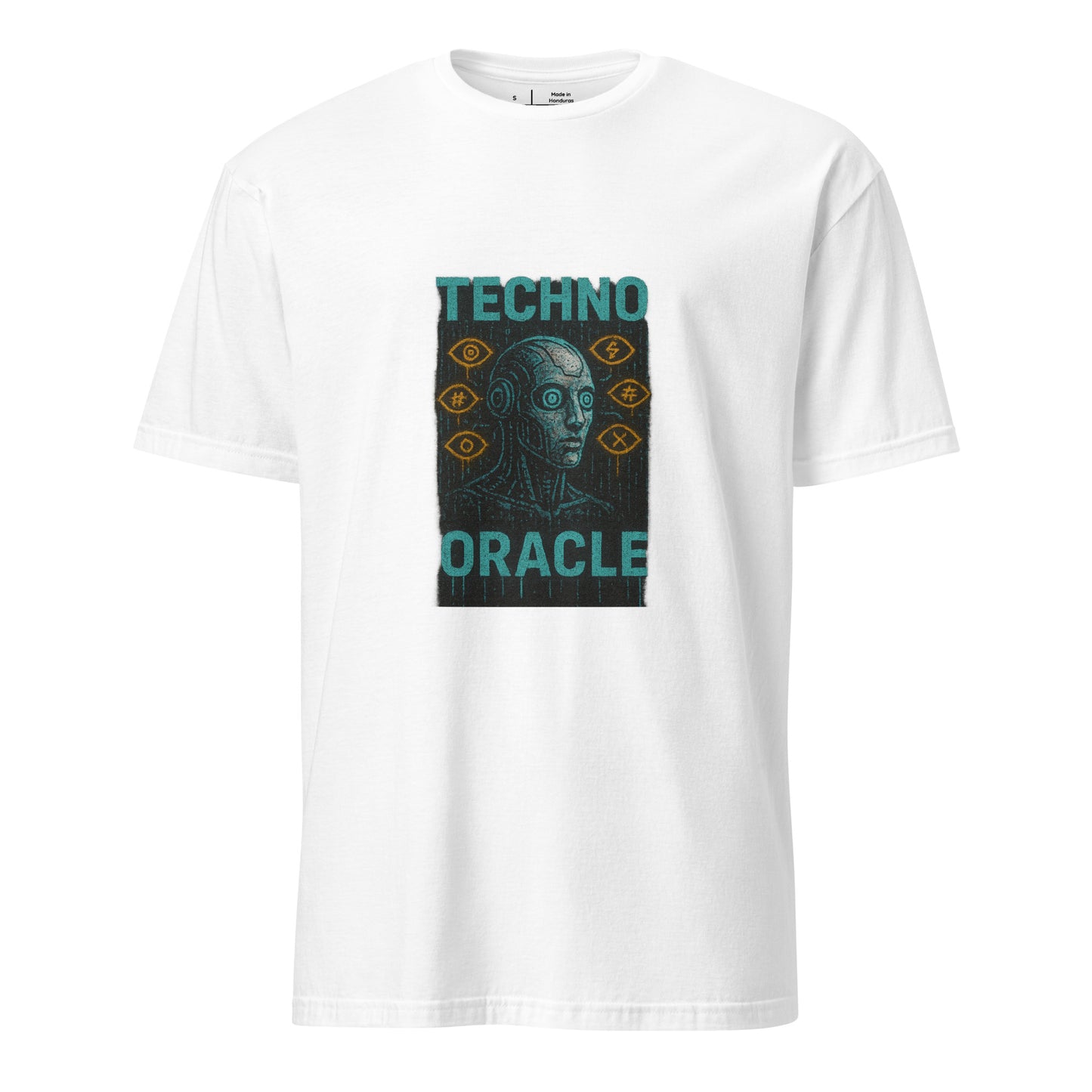 Techno Oracle - Urban Futurism - Short-Sleeve Unisex T-Shirt - Graphic Tee - White - Front