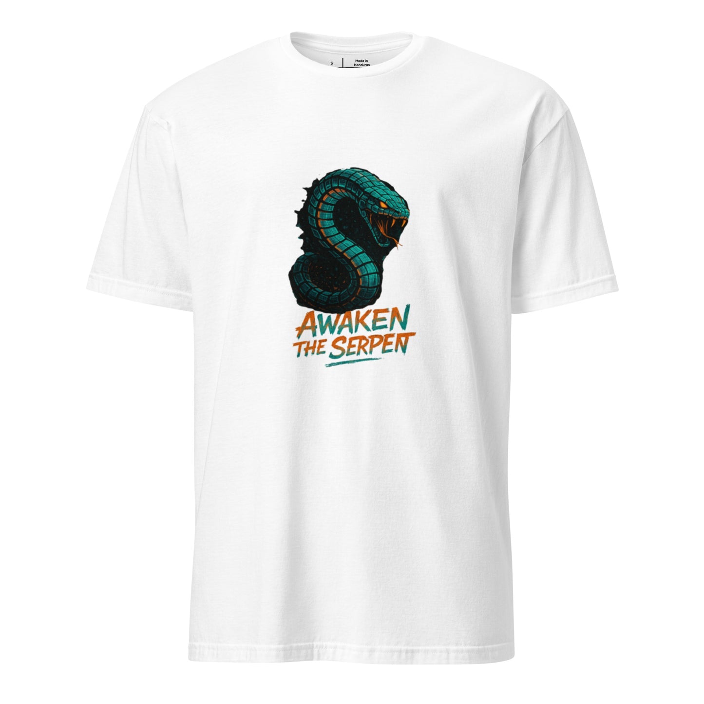 Cyber Serpent - Digital Awakening - Short-Sleeve Unisex T-Shirt - Graphic Tee - White - Front