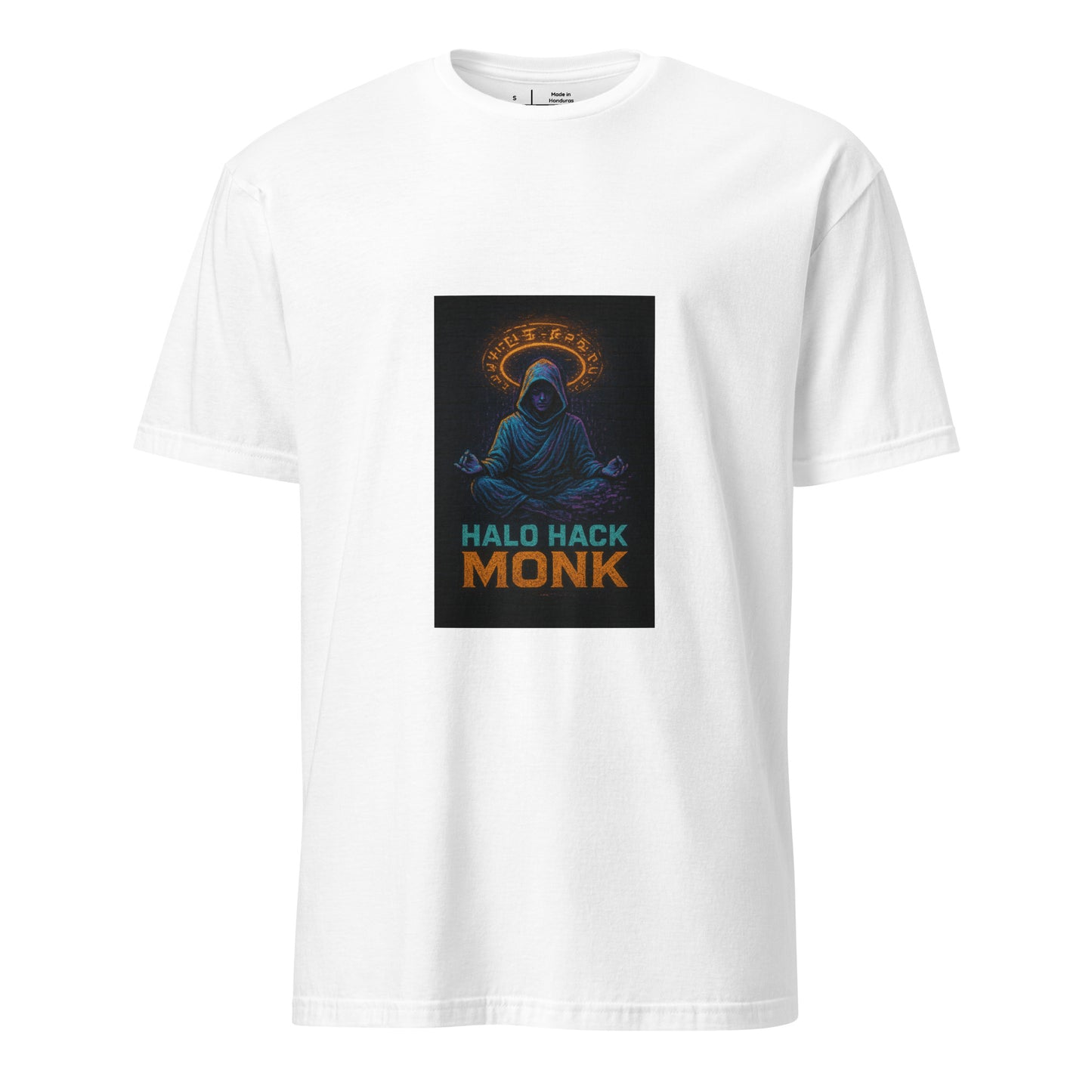 Halo Hack Monk - Digital Calm - Short-Sleeve Unisex T-Shirt - Graphic Tee - White - Front