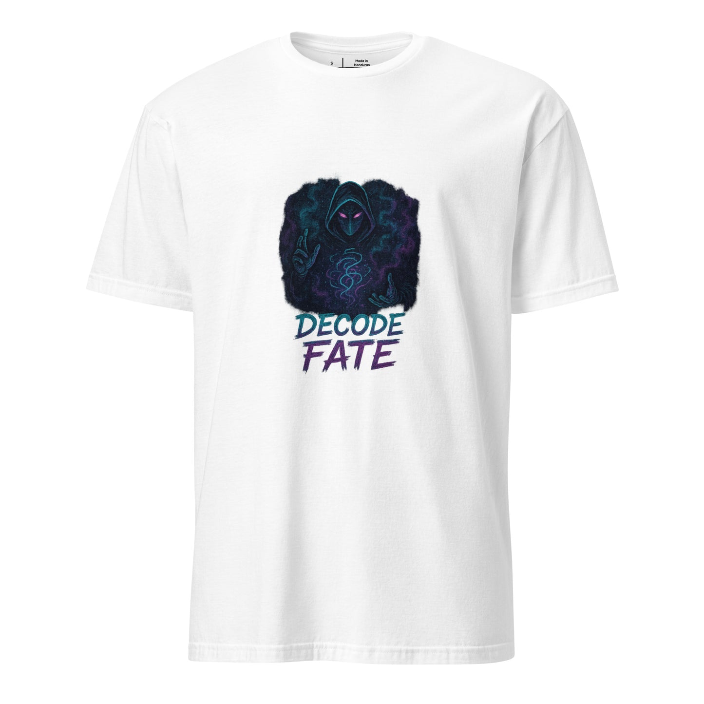 The Etherpunk Oracle - Digital Seer - Short-Sleeve Unisex T-Shirt - Graphic Tee - White - Front