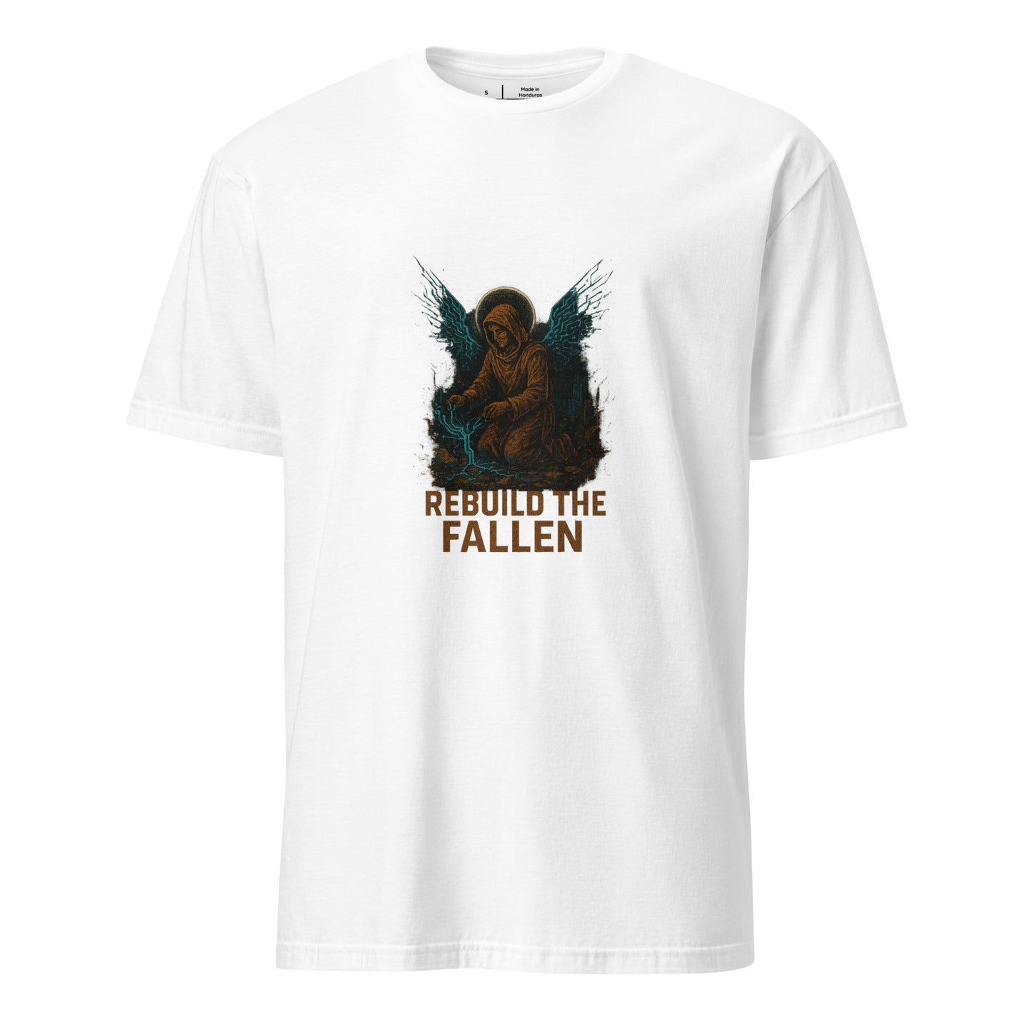 Digital Saint of Ruins - Cyber Faith - Short-Sleeve Unisex T-Shirt - Graphic Tee - White - Front