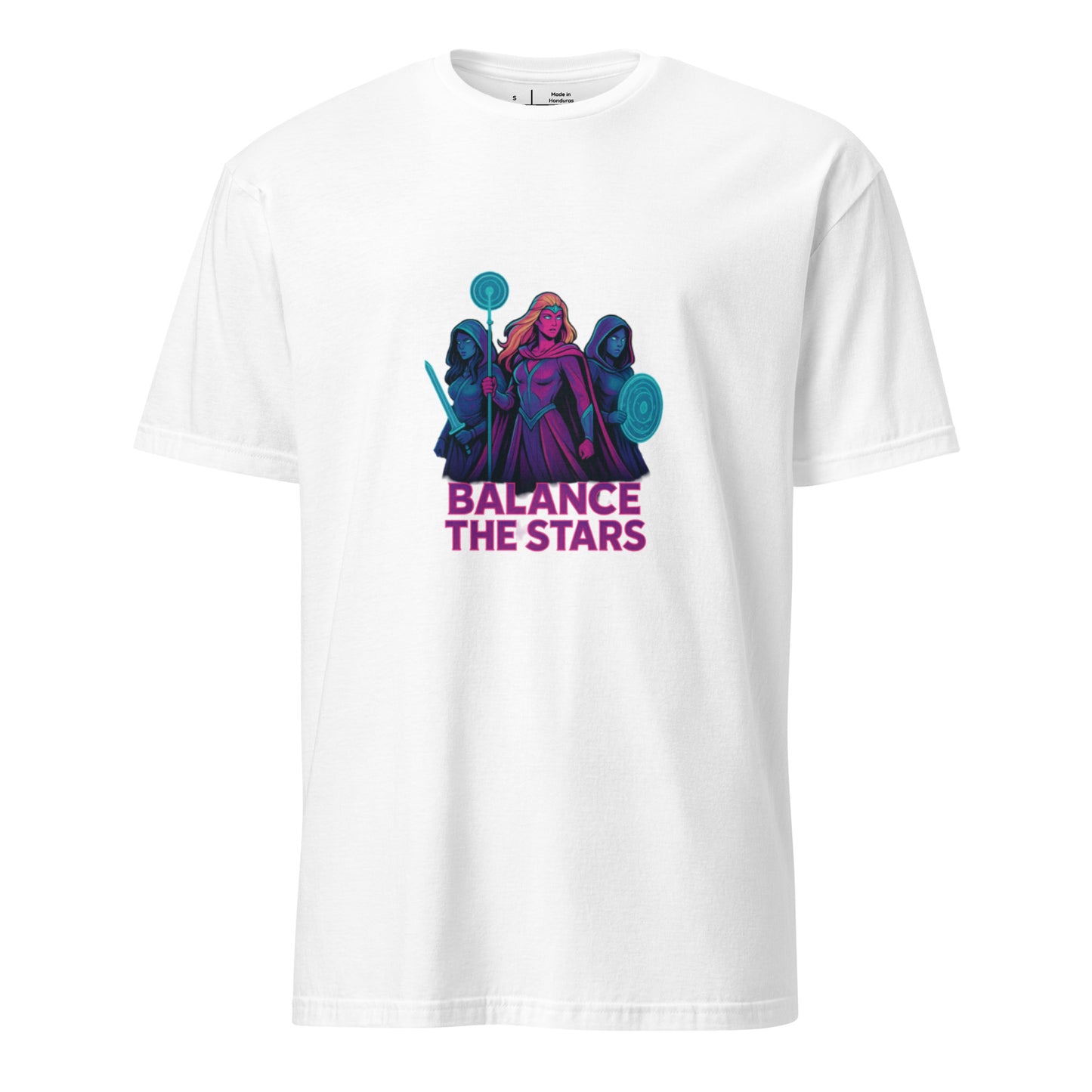 Galaxy Spirit Sisterhood - Neon Pop Warriors - Short-Sleeve Unisex T-Shirt - Graphic Tee - White - Front