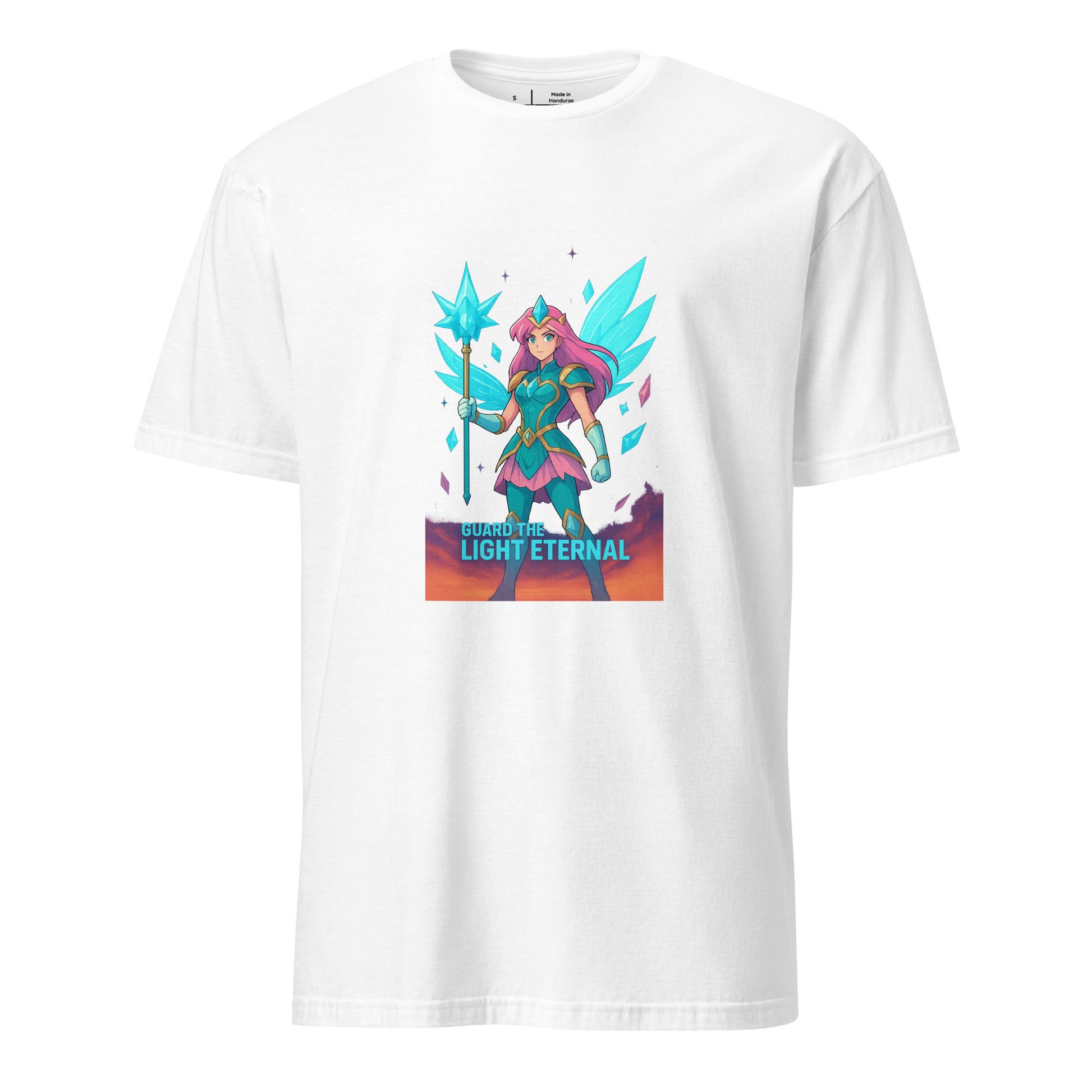 Lumina Star-Sentinel – Cosmic Crystal Heroine - Short-Sleeve Unisex T-Shirt - Graphic Tee - White - Front
