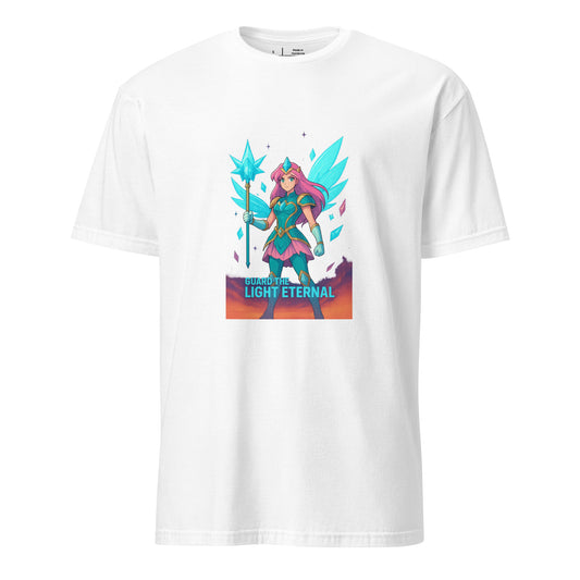 Lumina Star-Sentinel – Cosmic Crystal Heroine - Short-Sleeve Unisex T-Shirt - Graphic Tee - White - Front