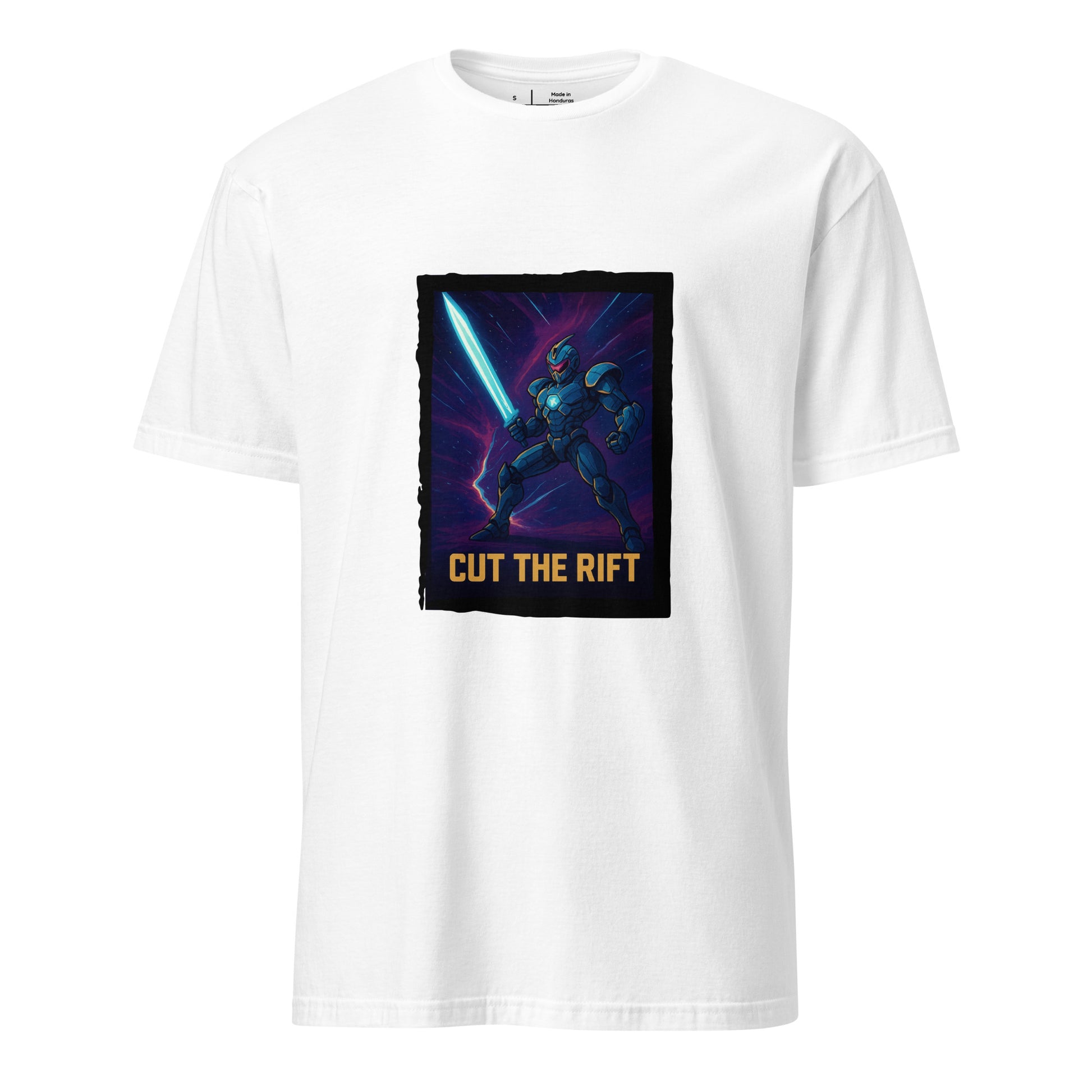 Photon Rift Warrior – Dimensional Blade Champion - Short-Sleeve Unisex T-Shirt - Graphic Tee - White - Front