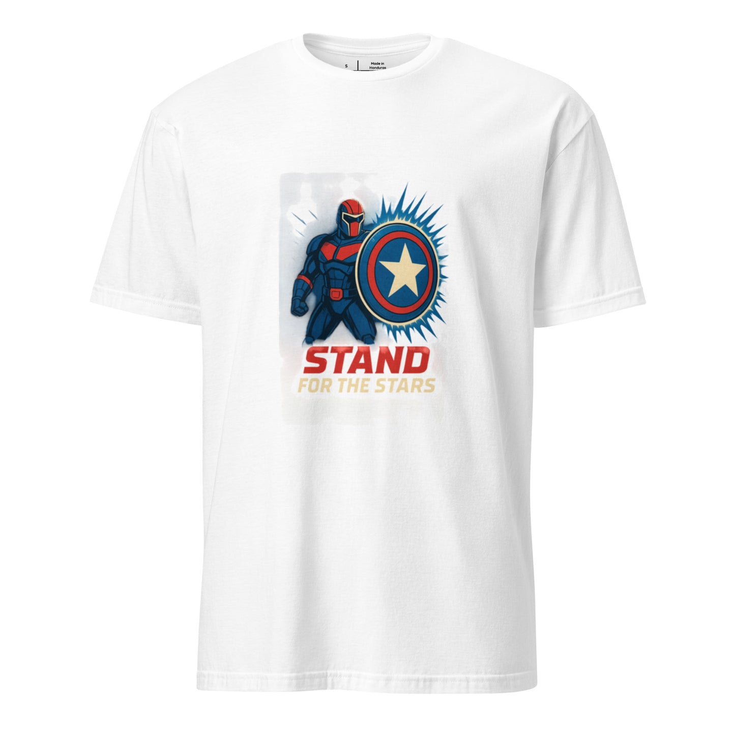 Galactic Sentinel Overwatch – “Stand for the Stars.” - Short-Sleeve Unisex T-Shirt - Graphic Tee - White - Front