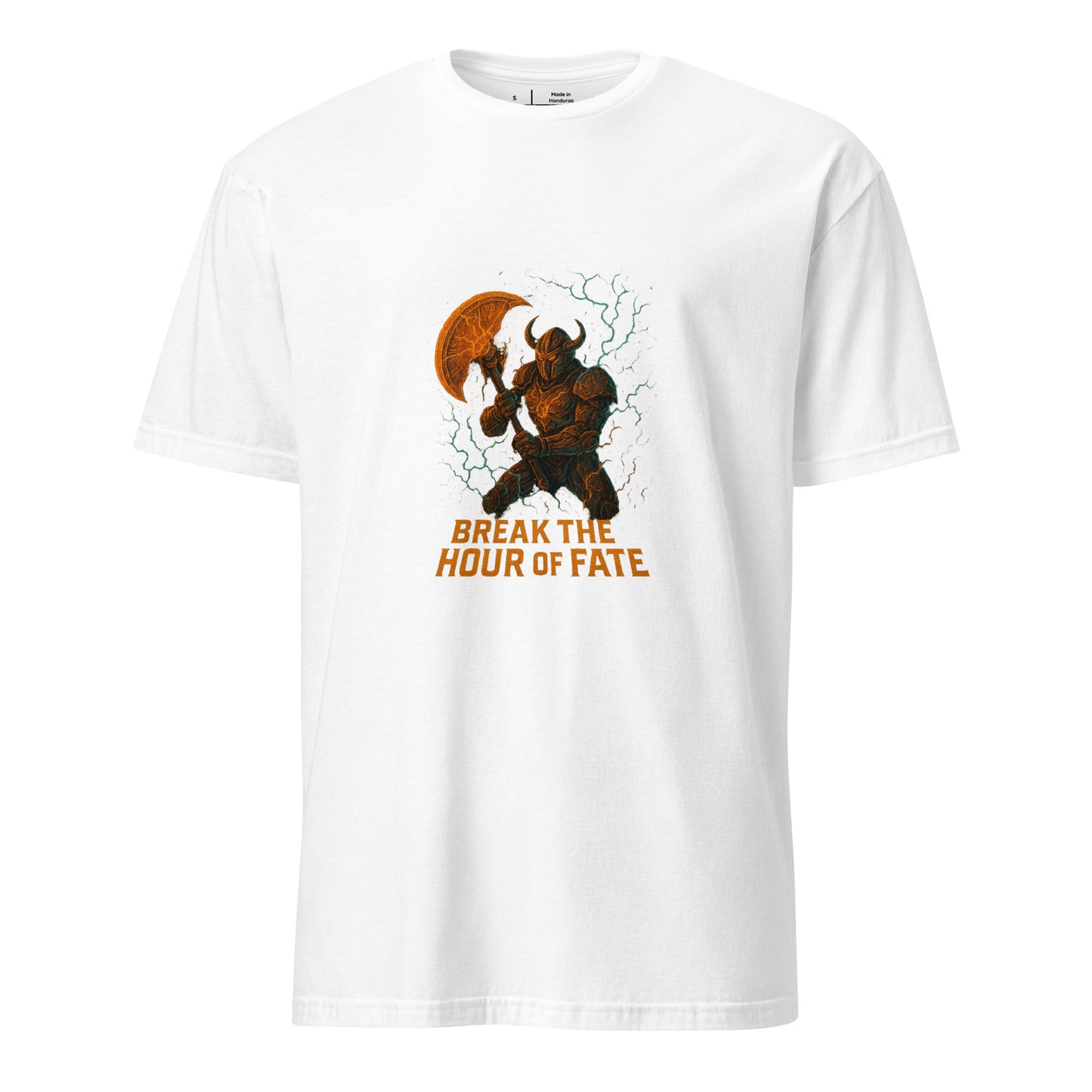 Chrono Forge Berserker – “Break the Hour of Fate.” - Short-Sleeve Unisex T-Shirt - Graphic Tee - White - Front