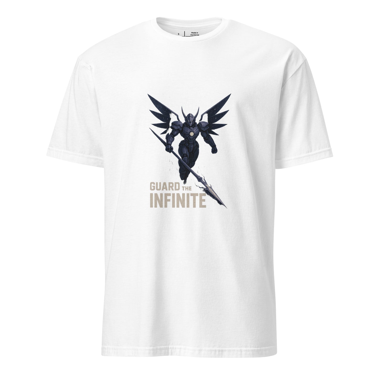 Void Seraph Enforcer – “Guard the Infinite.” - Short-Sleeve Unisex T-Shirt - Graphic Tee - White - Front