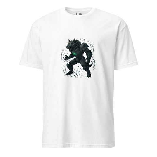 Mecha Direwolf Alpha – “Lead the Metal Hunt.” - Short-Sleeve Unisex T-Shirt - Graphic Tee - White - Front