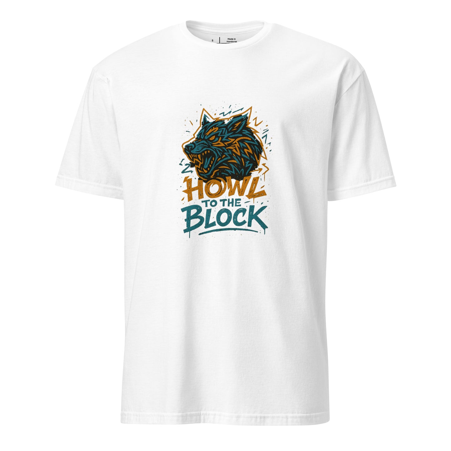 Graffiti Wolf Syndicate – Howl to the Block - Short-Sleeve Unisex T-Shirt - Graphic Tee - White - Front