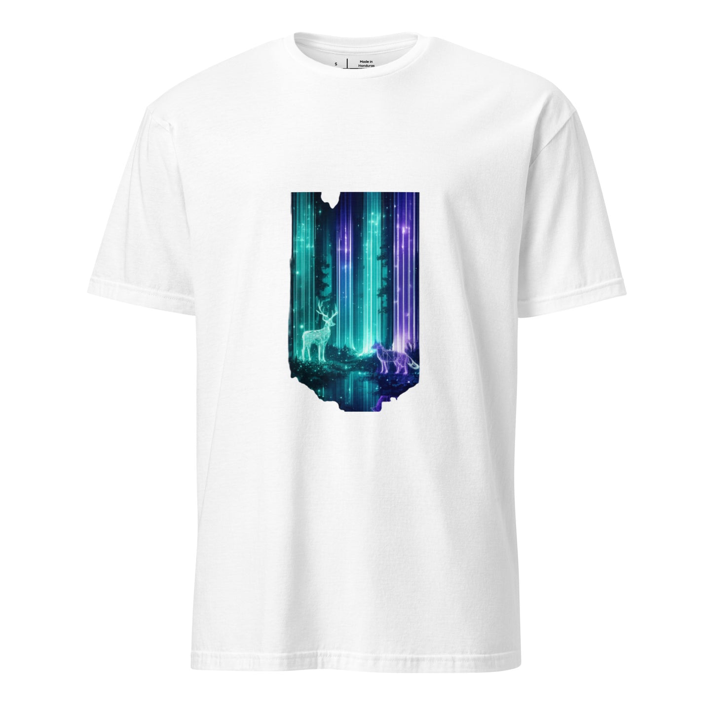 Quantum Forest – Digital Nature Fusion - Short-Sleeve Unisex T-Shirt - Graphic Tee - White - Front