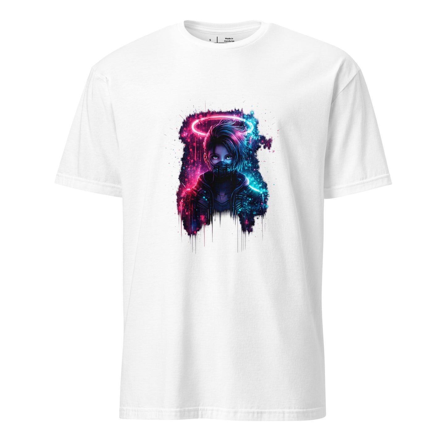 Digital Halo Riot Girl – Neon Graffiti - Short-Sleeve Unisex T-Shirt - Graphic Tee - White - Front
