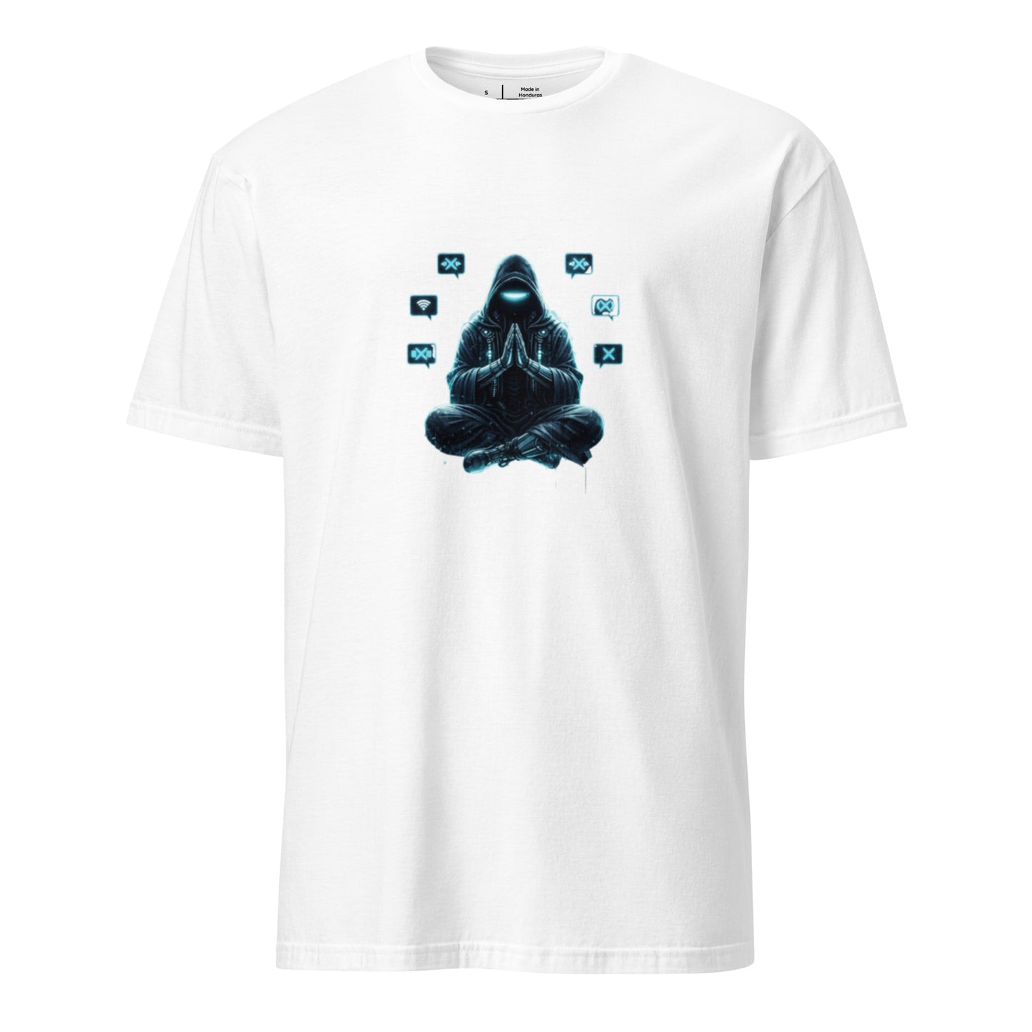Digital Monk - Cyber Streetwear - Short-Sleeve Unisex T-Shirt - Graphic Tee - White - Front