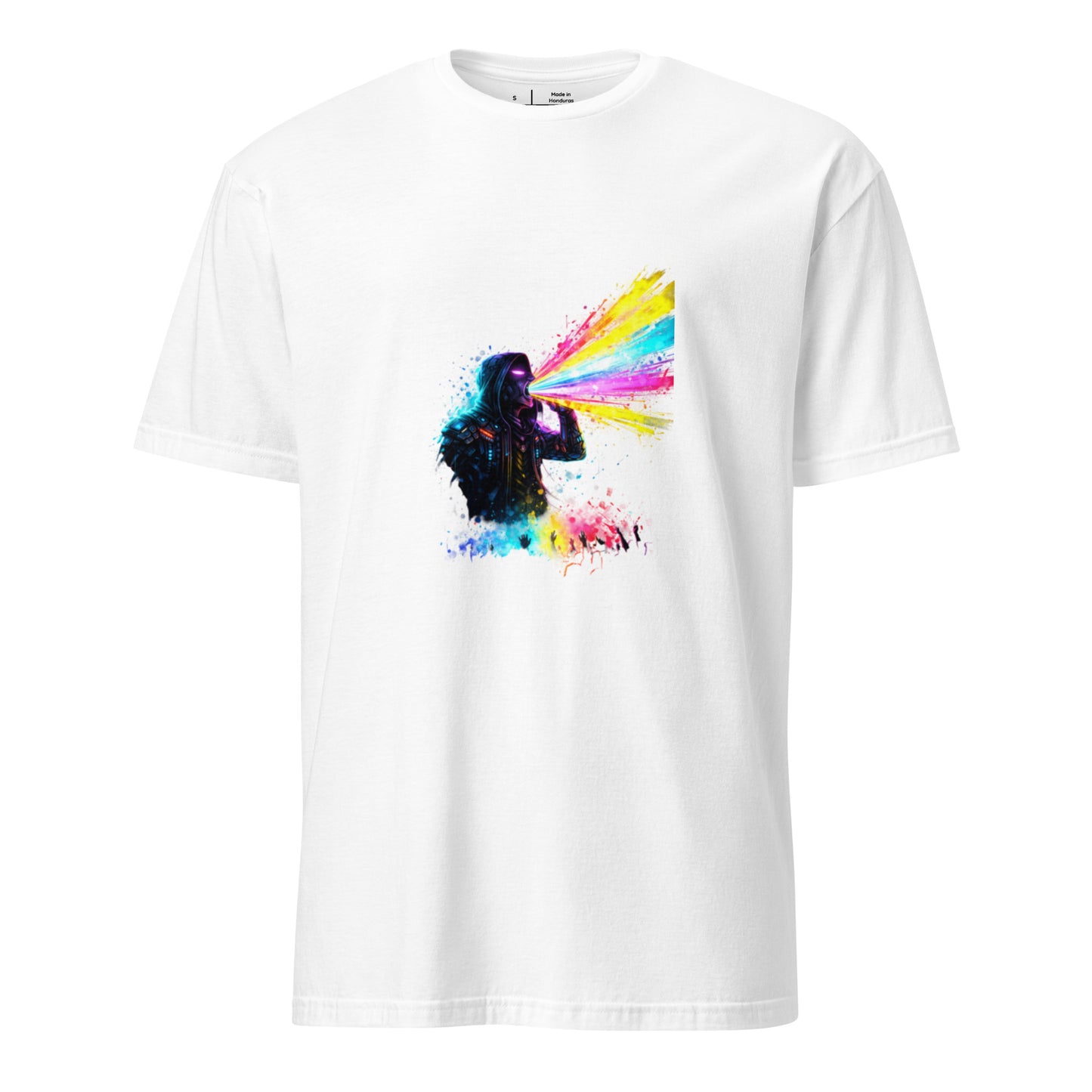 Neon Club Prophet – Nightlife Graffiti Energy - Short-Sleeve Unisex T-Shirt - Graphic Tee - White - Front