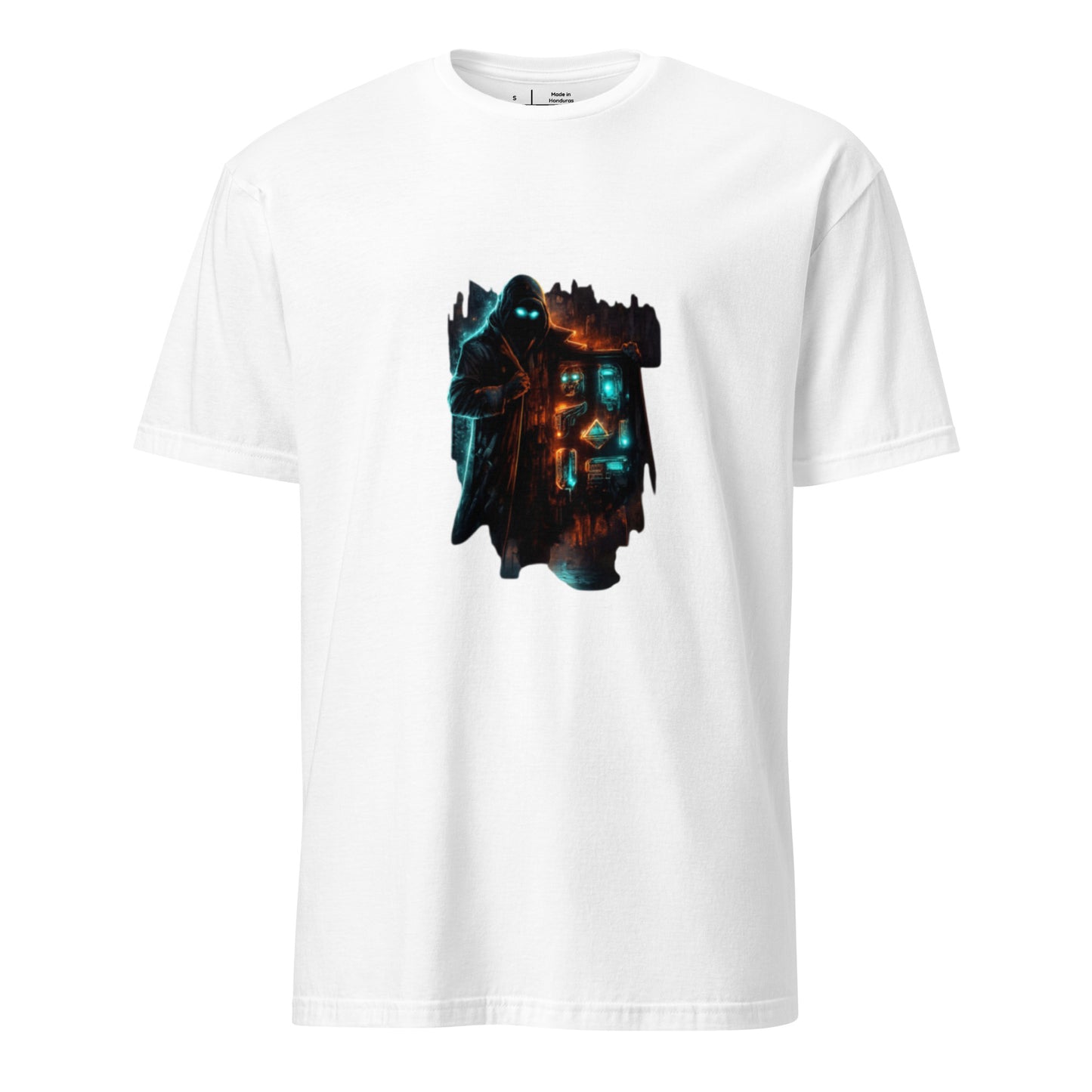 Cyber Relic Dealer – Urban Sci-Fi Graffiti  - Short-Sleeve Unisex T-Shirt - Graphic Tee - White - Front
