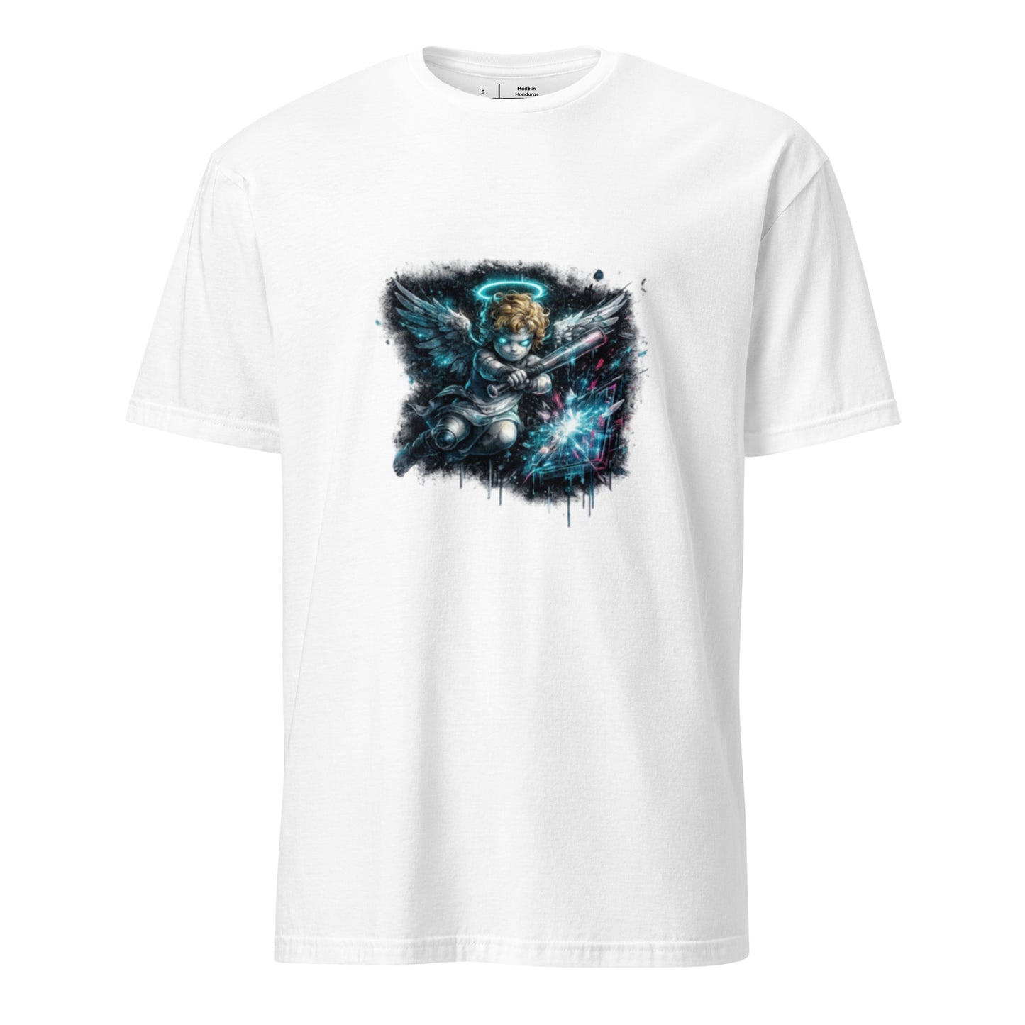 Neon Riot Cherub – Cute Rebellion - Short-Sleeve Unisex T-Shirt - Graphic Tee - White - Front