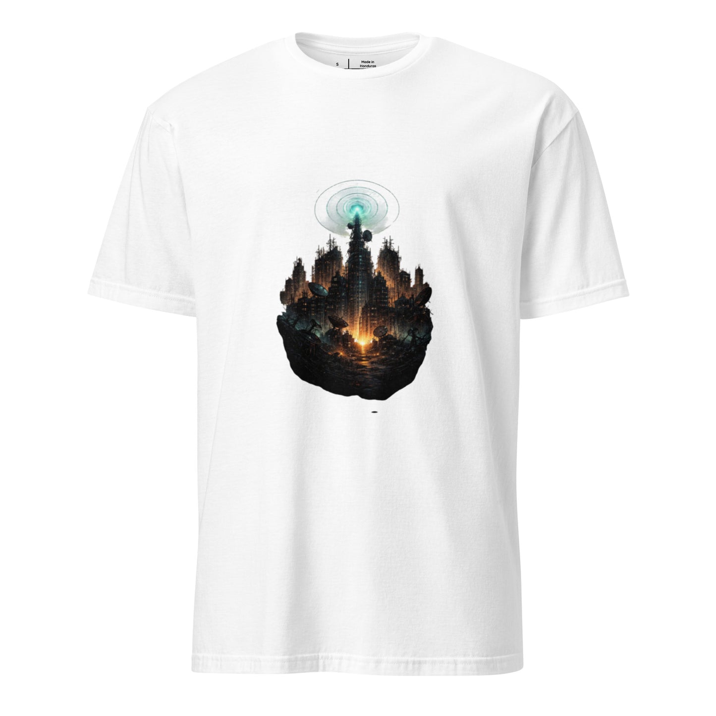 Dead Signal City – Dystopian Cyber Streetwear - Short-Sleeve Unisex T-Shirt - Graphic Tee - White - Front