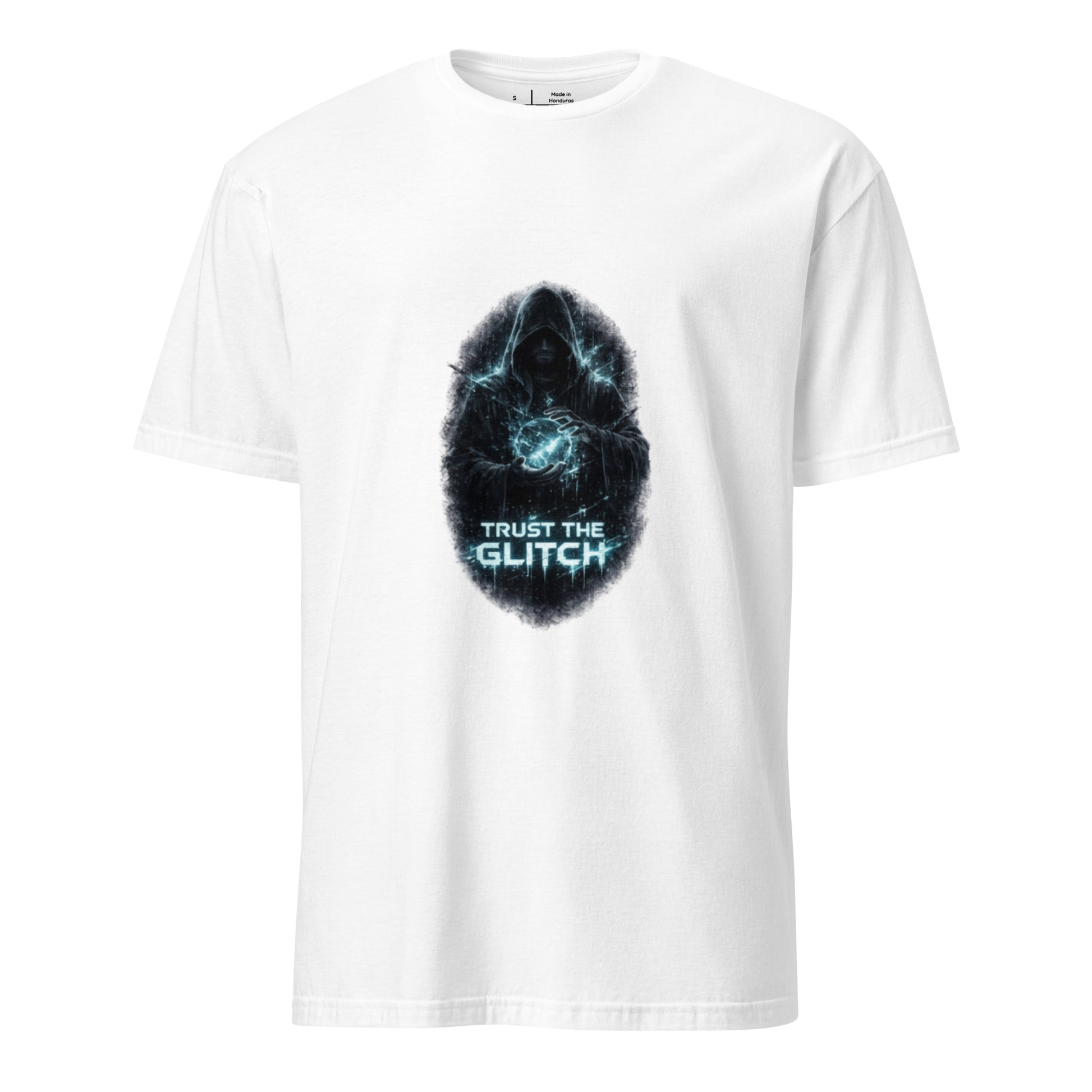 Trust The Glitch – Cyber Mystic - Short-Sleeve Unisex T-Shirt - Graphic Tee - White - Front