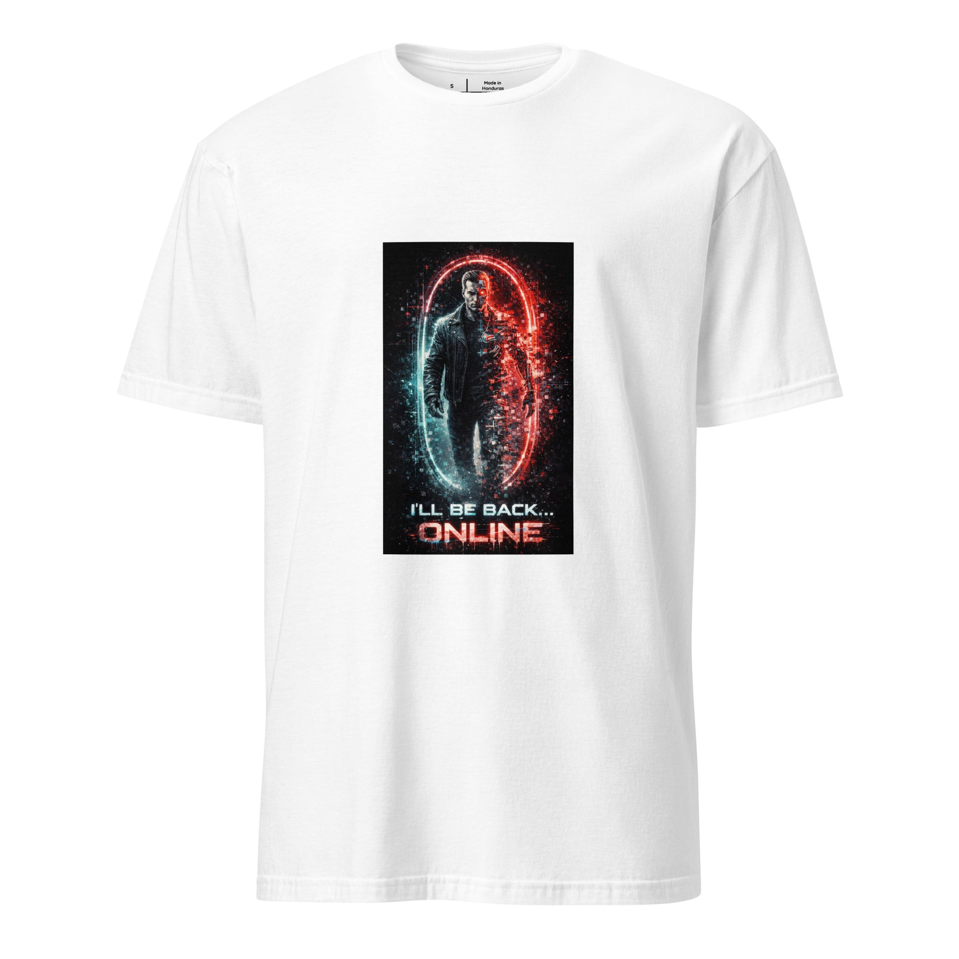 I’ll Be Back… Online – Retro Cyber Action - Short-Sleeve Unisex T-Shirt - Graphic Tee - White - Front