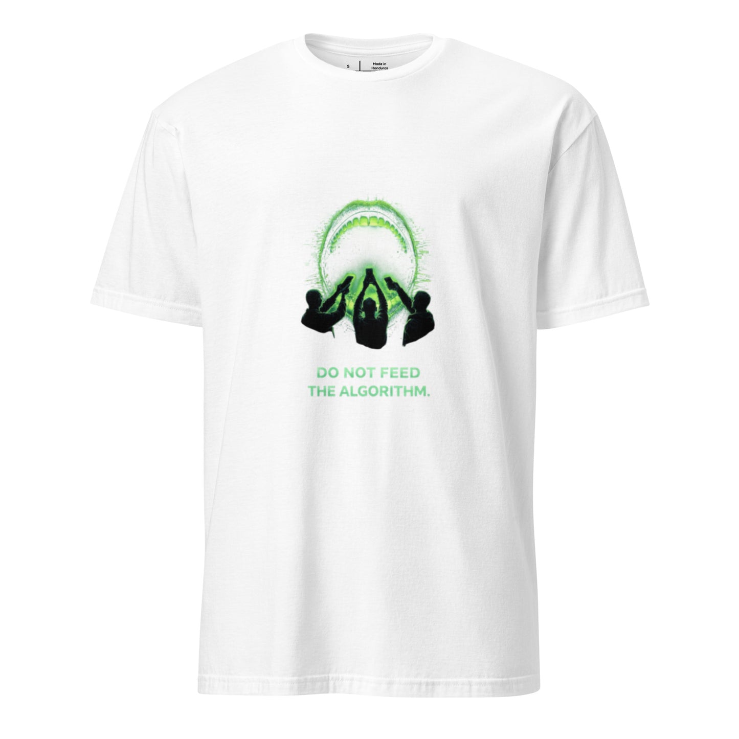 Do Not Feed The Algorithm – Cyber Dystopia - Short-Sleeve Unisex T-Shirt - Graphic Tee - White - Front