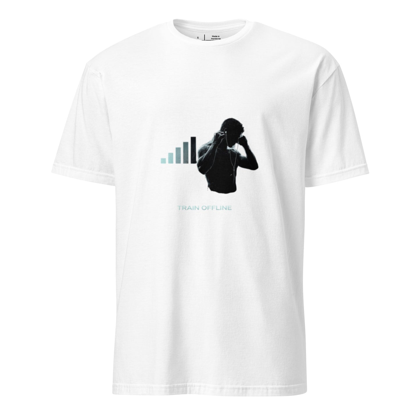 Train Offline – Minimal Gym - Short-Sleeve Unisex T-Shirt - Graphic Tee - White - Front