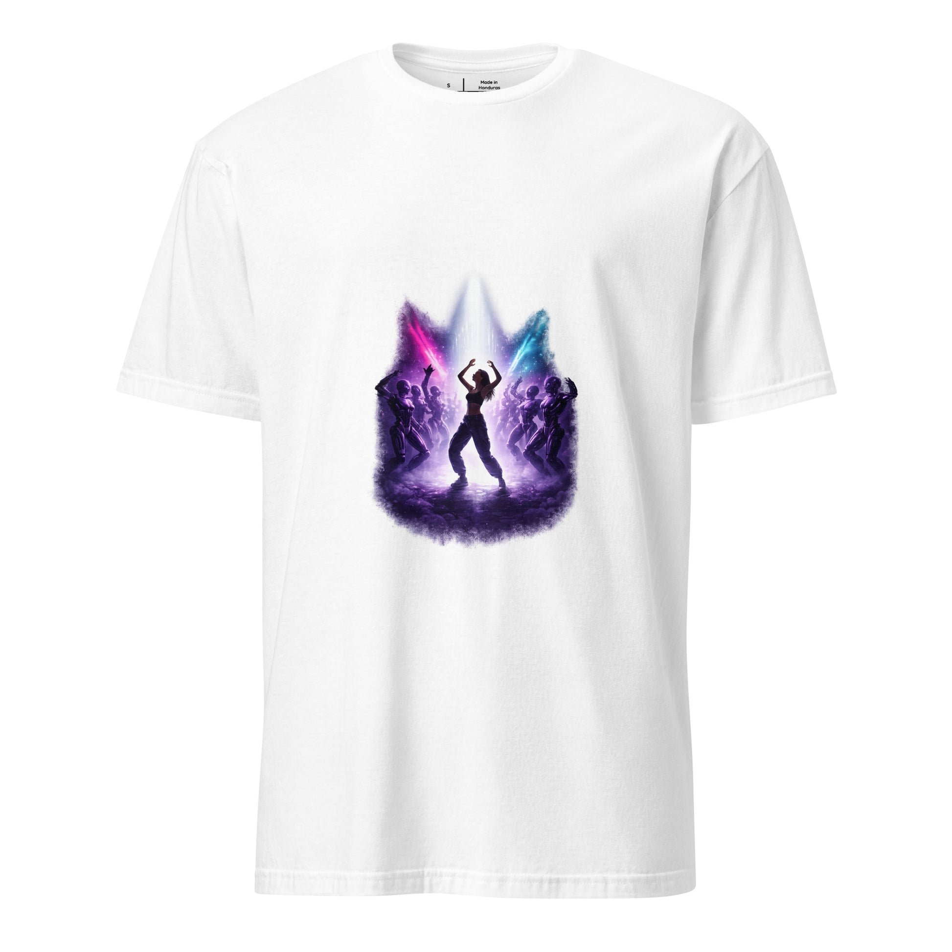 Last Human On The Dancefloor – Sci-Fi Rave - Short-Sleeve Unisex T-Shirt - Graphic Tee - White - Front