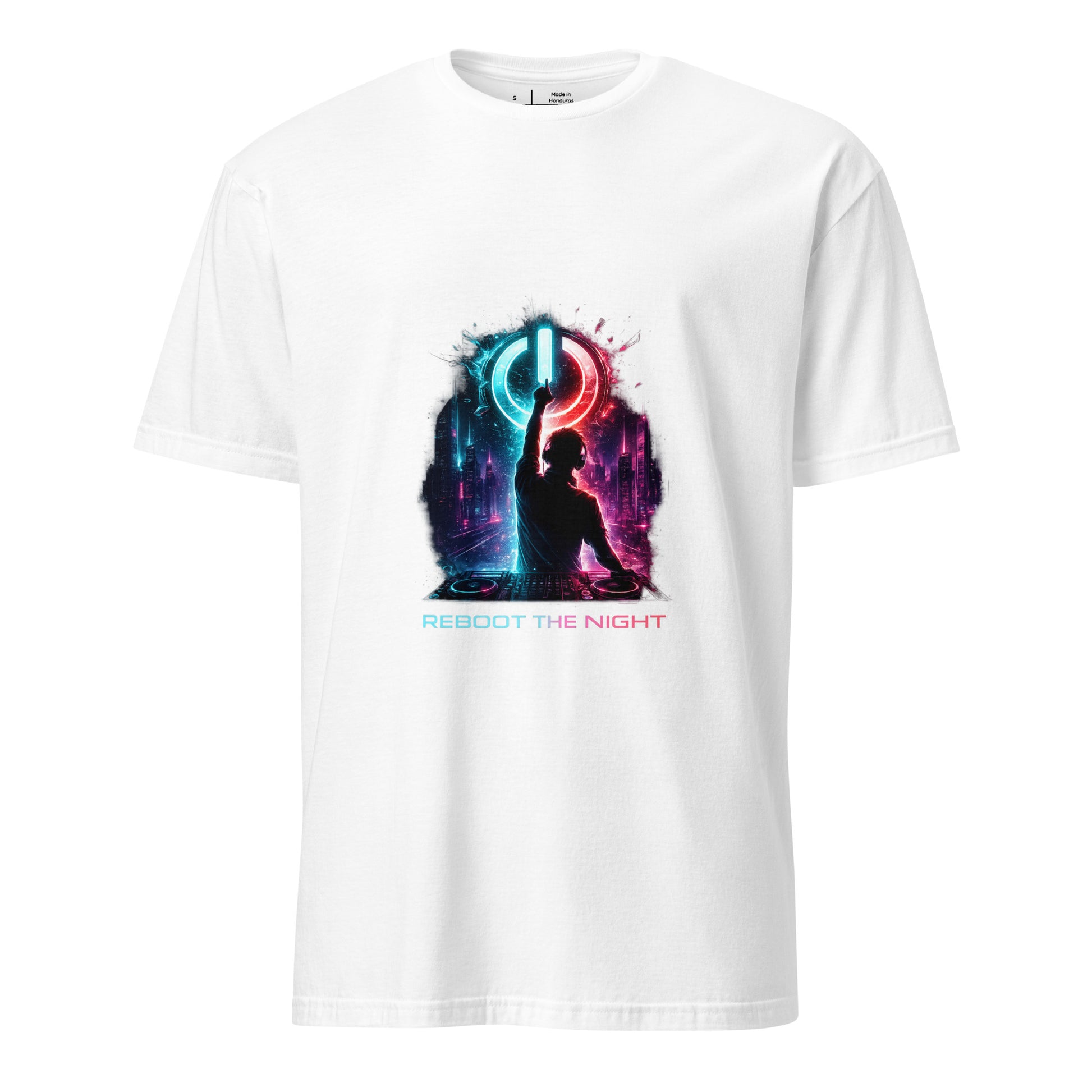 Reboot The Night – Cyber Club - Short-Sleeve Unisex T-Shirt -- Graphic Tee - White - Front