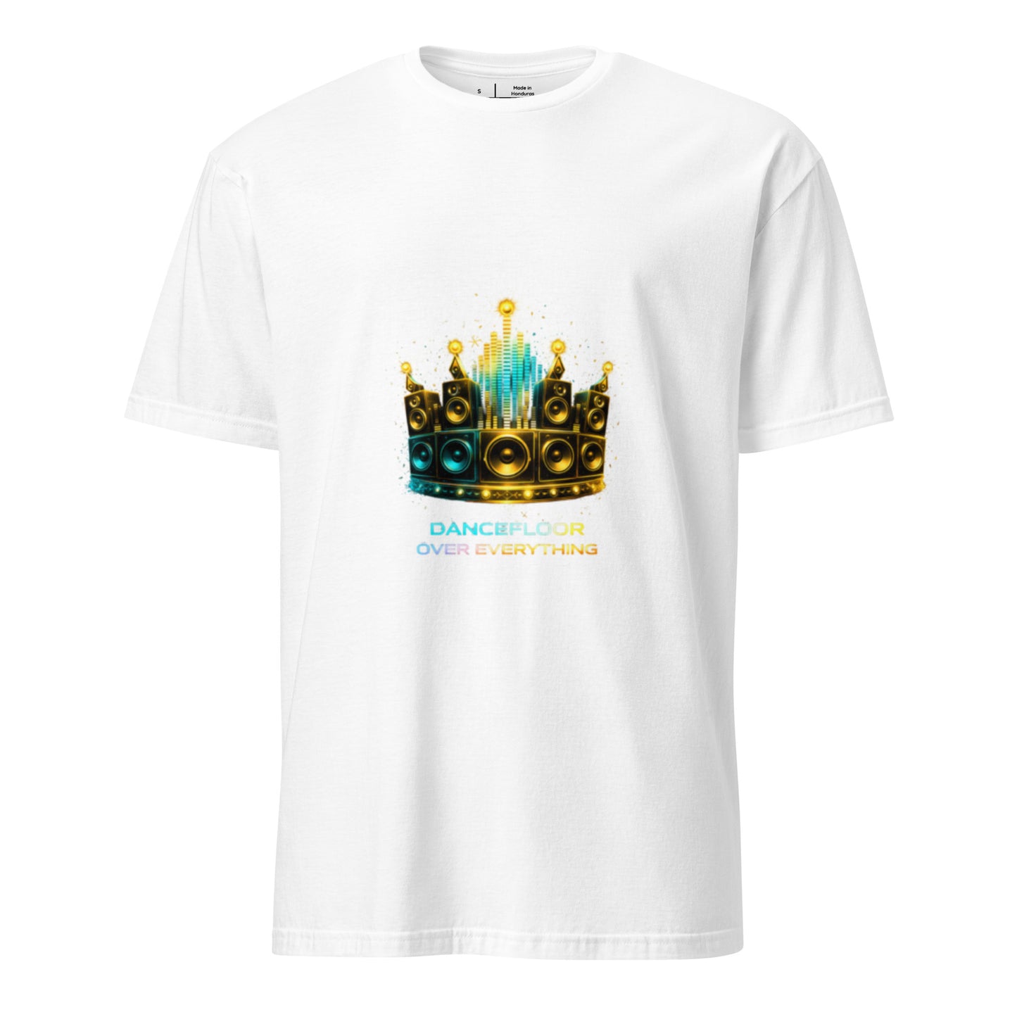 Dancefloor Over Everything – Cyber Rave - Short-Sleeve Unisex T-Shirt - Graphic Tee - White - Front