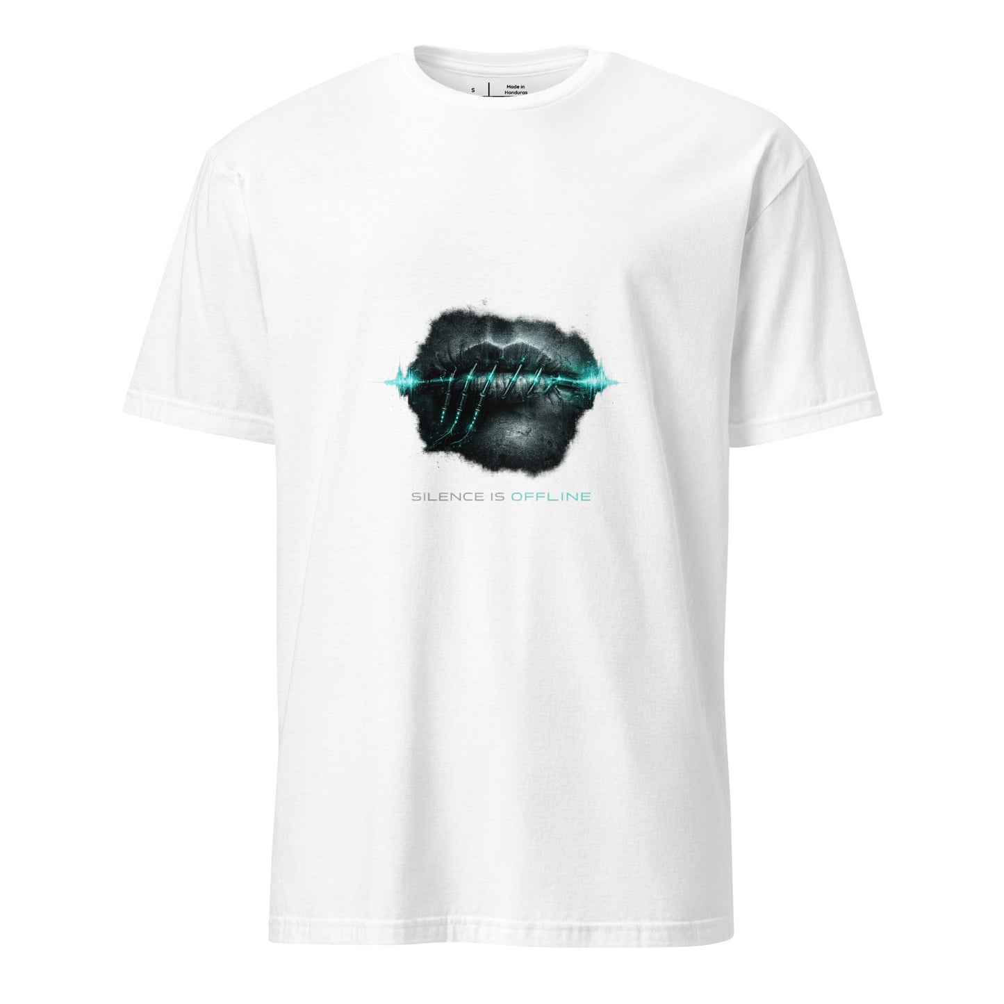 Silence Is Offline – Dark Cyber - Short-Sleeve Unisex T-Shirt - Graphic Tee - White - Front
