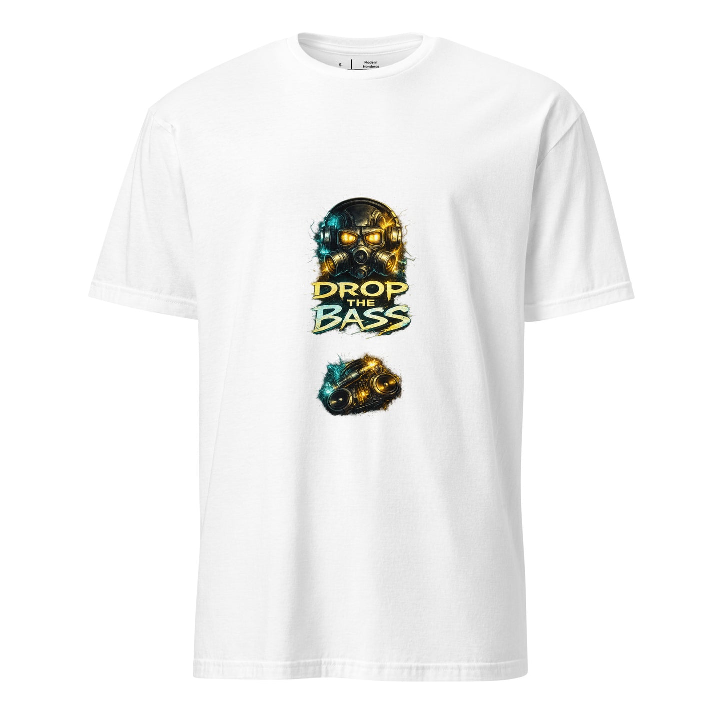 Drop The Bass – Neon Rave - Short-Sleeve Unisex T-Shirt - Graphic Tee - White - Front