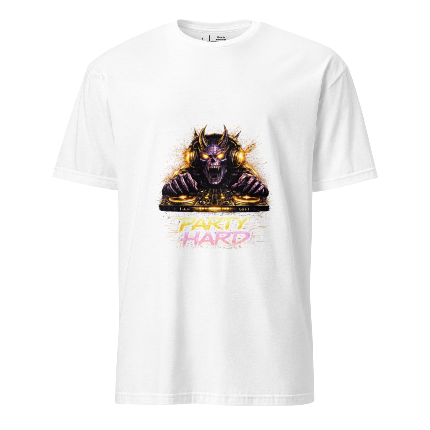 Party Hard – Demon Rave Festival  - Short-Sleeve Unisex T-Shirt Graphic Tee - White - Front 