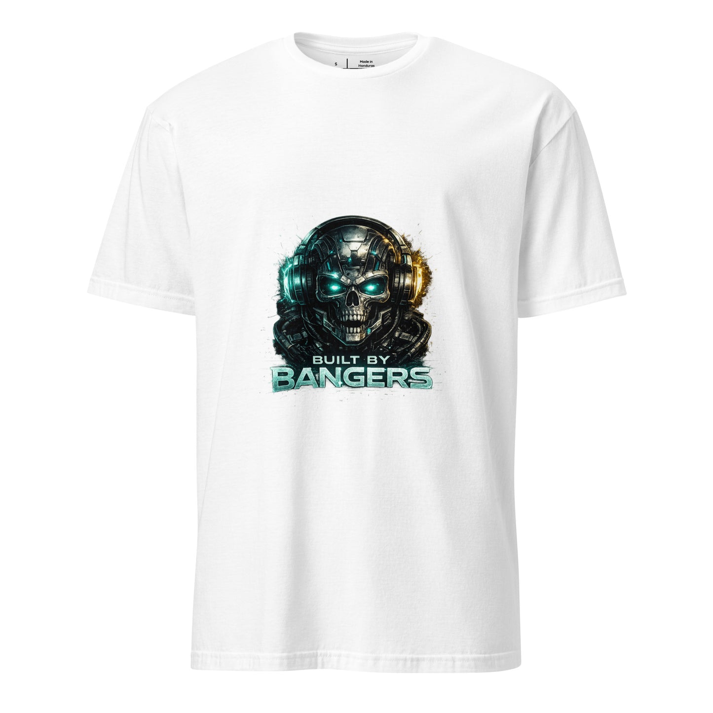 Built By Bangers – Cyber Music - Short-Sleeve Unisex T-Shirt Graphic Tee - White - Front