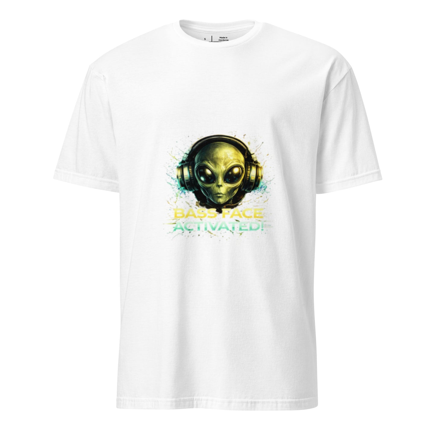 Bass Face Activated – Alien Rave - Short-Sleeve Unisex T-Shirt - Graphic Tee - White - Front