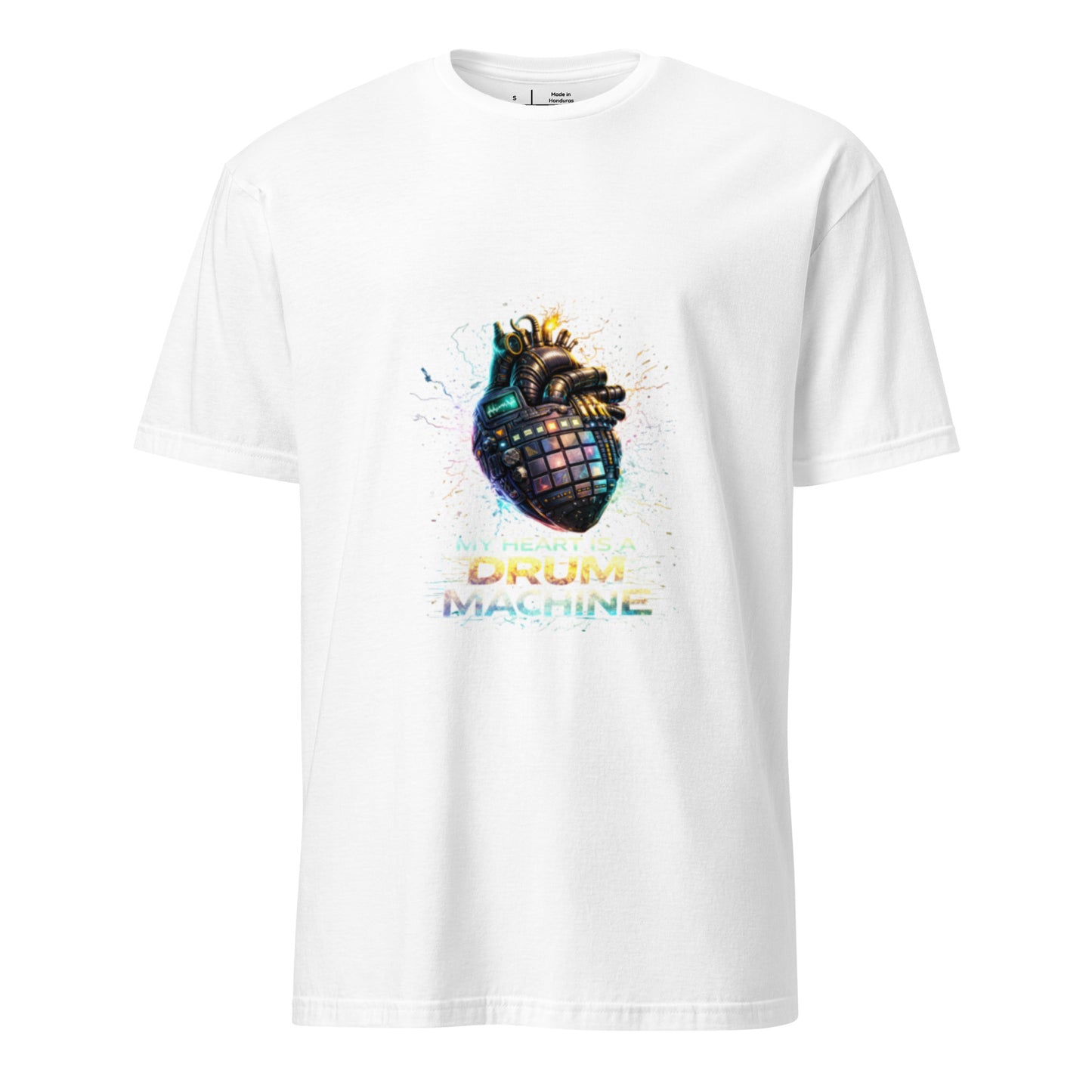 My Heart Is A Drum Machine – Cyber Rave - Short-Sleeve Unisex T-Shirt - Graphic Tee - White - Front