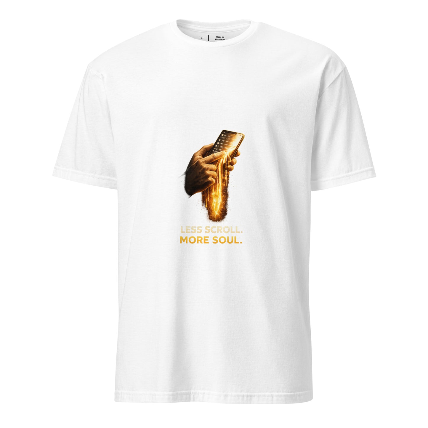 Less Scroll. More Soul. – Digital Detox - Short-Sleeve Unisex T-Shirt - Graphic Tee - White - Front