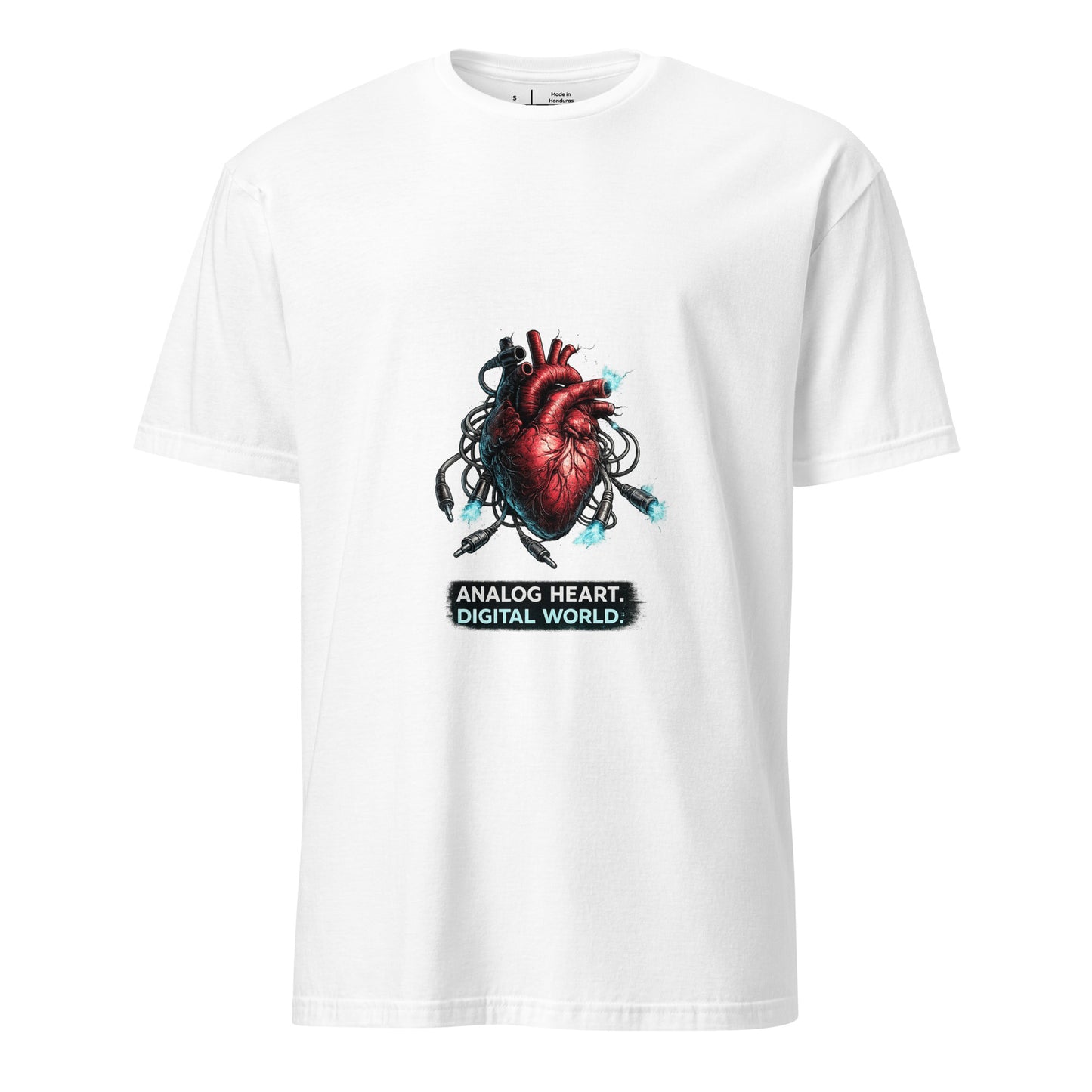 Analog Heart. Digital World. – Cyber Philosophy - Short-Sleeve Unisex T-Shirt - Graphic Tee - White - Front