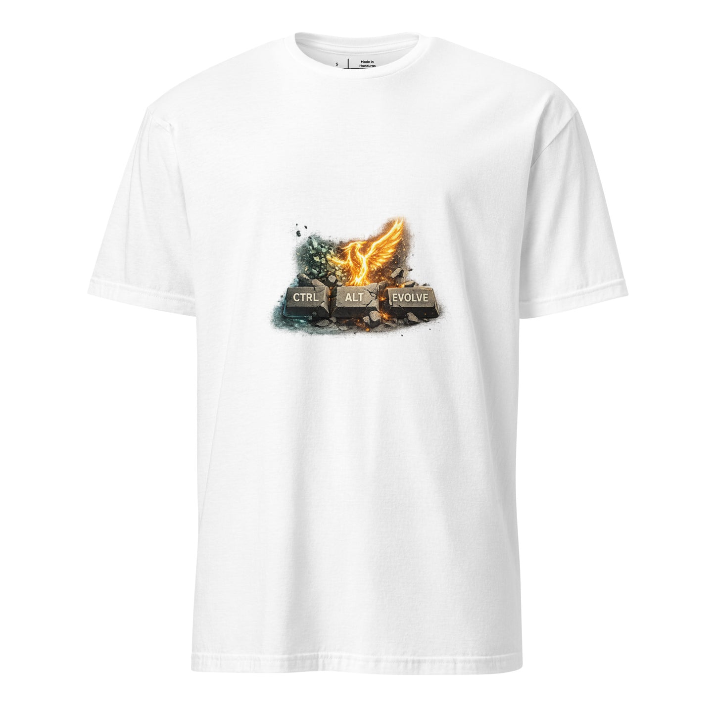 Ctrl + Alt + Evolve – Rebirth Mindset - Short-Sleeve Unisex T-Shirt - Graphic Tee - White - Front
