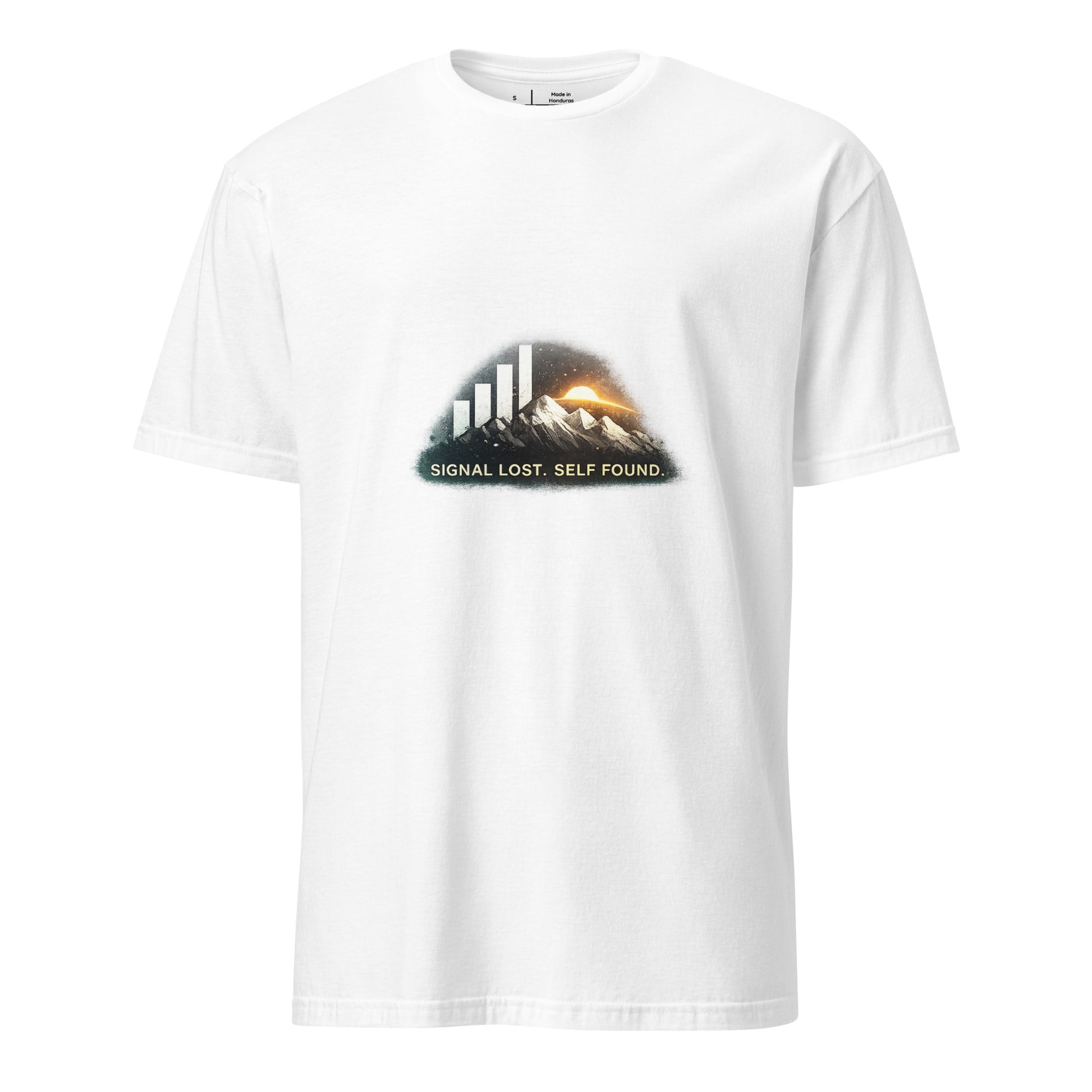 Signal Lost. Self Found. – Digital Detox - Short-Sleeve Unisex T-Shirt - Graphic Tee - White - Front