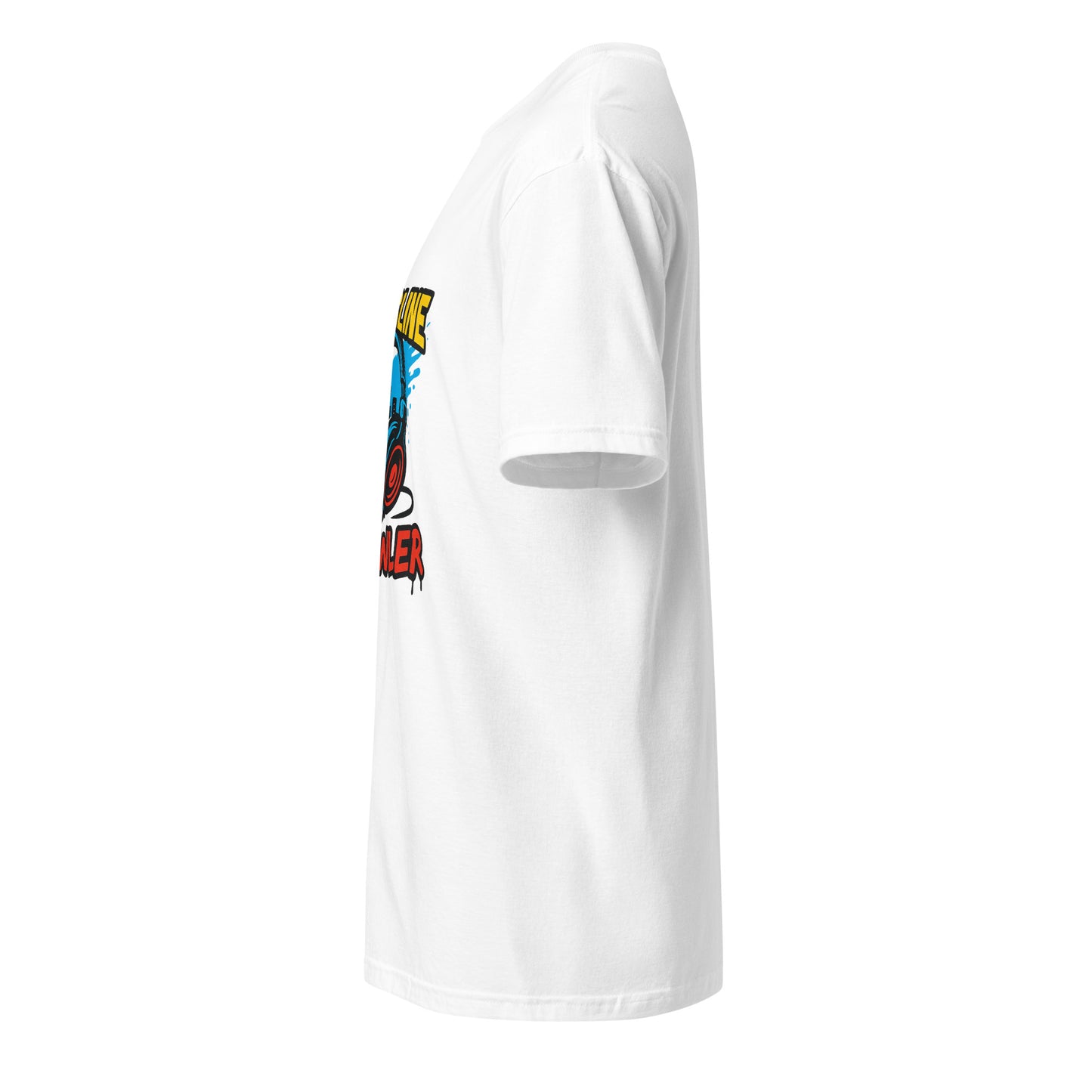Bassline Brawler - Battle-Ready Beats - Short-Sleeve Unisex T-Shirt - Graphic Tee - White - Left side