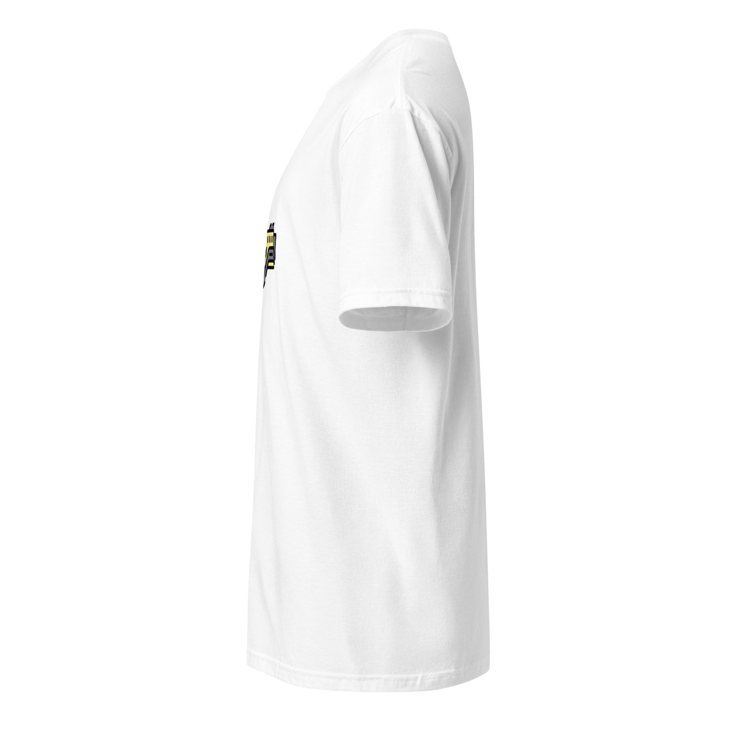 Cyber Gun - Sci-Fi Cartoon Design - Short-Sleeve Unisex T-Shirt - Graphic Tee - White - Left side