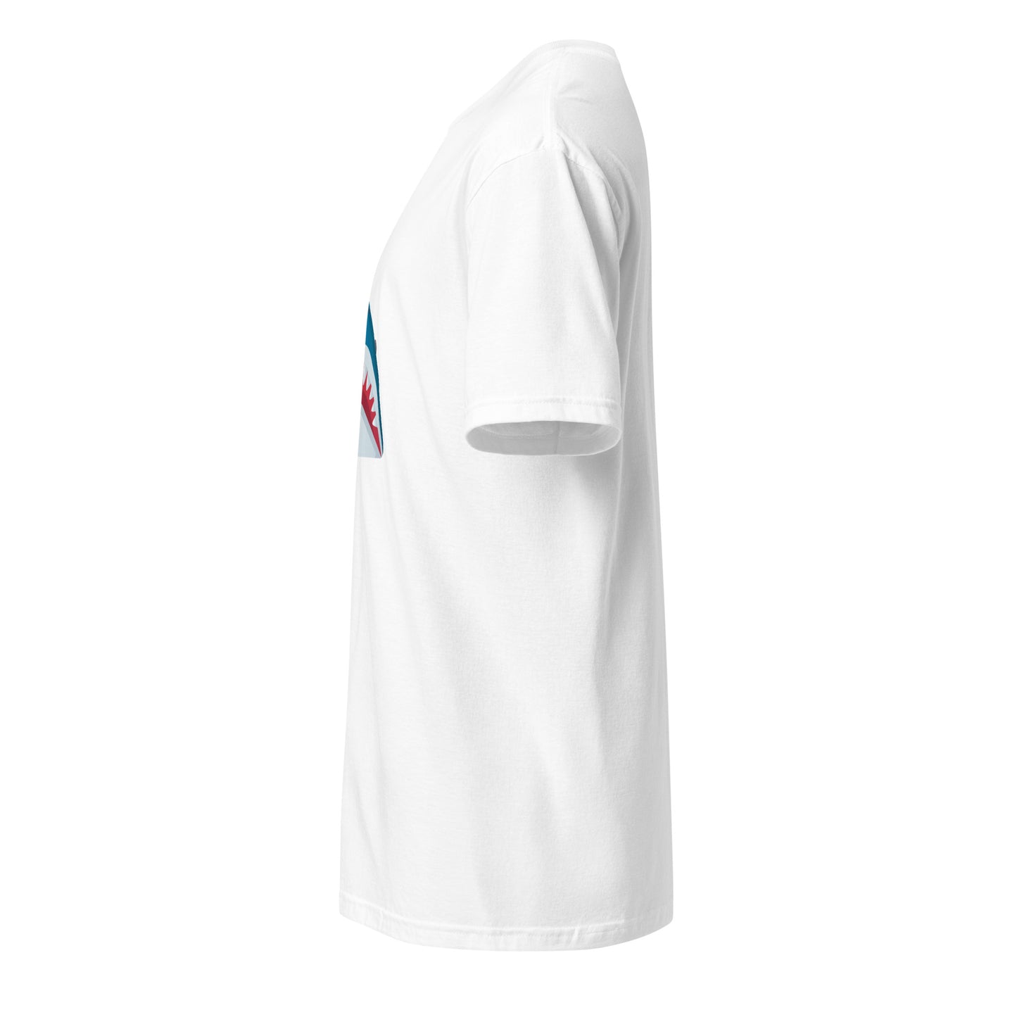 Mr Shark - Cartoon Jaws Pop-Up - Short-Sleeve Unisex T-Shirt - Graphic Tee - White - Left side