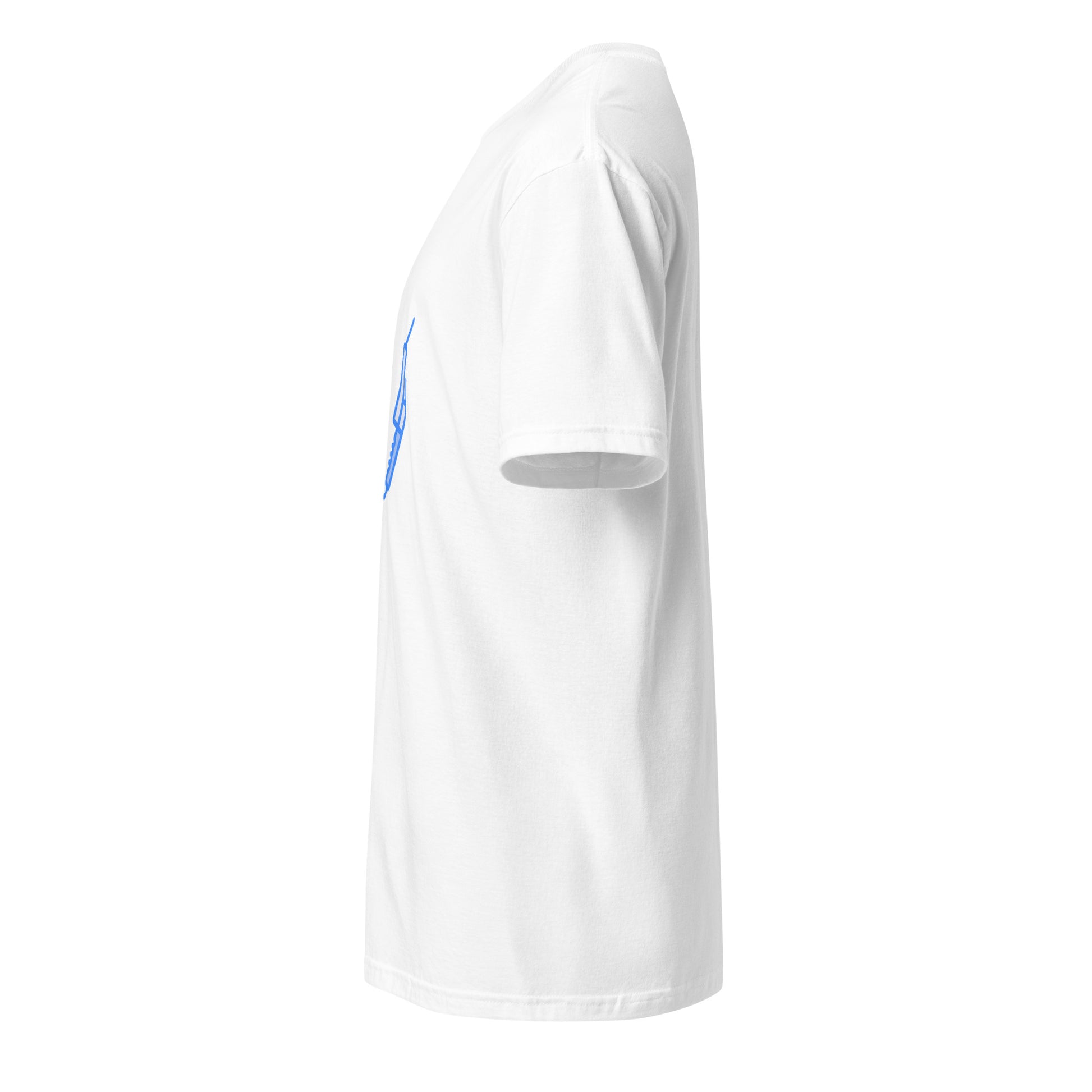 Proton Unit - Futuristic Gadget - Neon Blue - Short-Sleeve Unisex T-Shirt - Graphic Tee - White - Left side