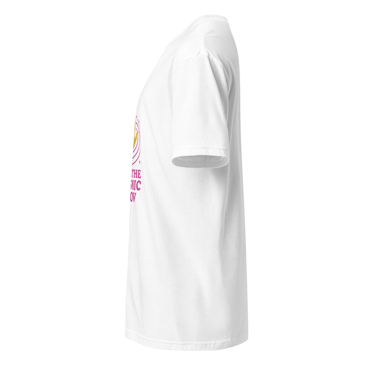 "Feel The Cosmic Flow" - Film Parody - Short-Sleeve Unisex T-Shirt - Graphic Tee - White - Left side