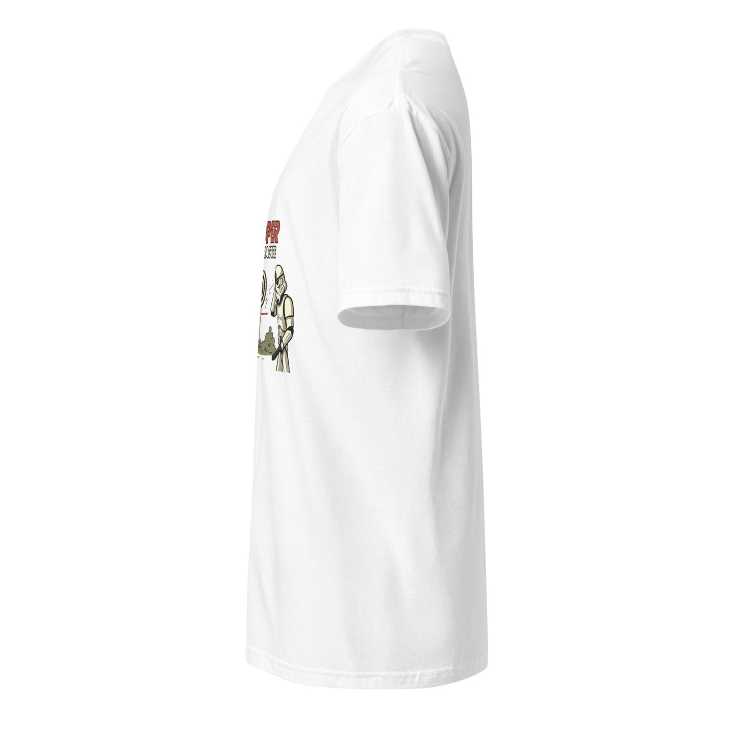 Trooper Target Practice – Aiming's Overrated Anyway - Short-Sleeve Unisex T-Shirt - Graphic Tee - White - Left side